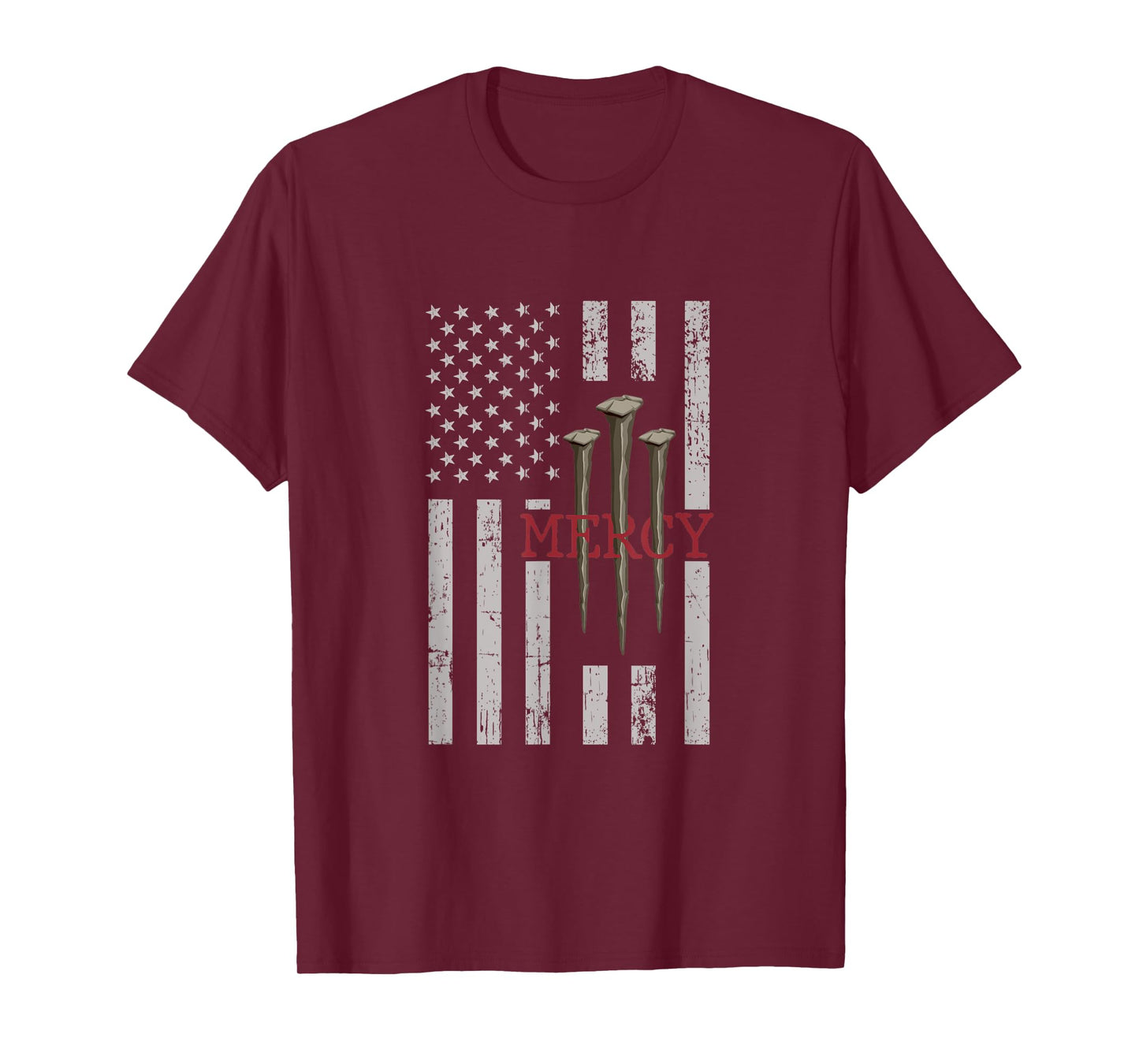 3 Nails Mercy Jesus American Flag Shirts Christian T-Shirt for Women Men