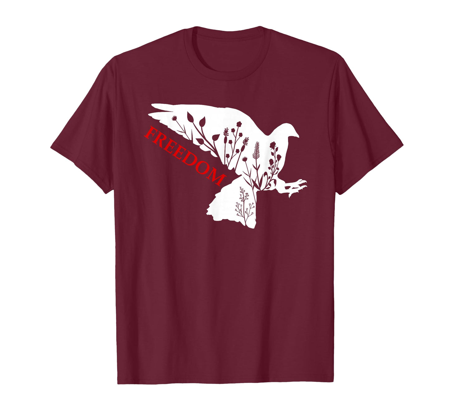 Peace Freedom White Dove Says Freedom USA Red Freedom Saying T-Shirt
