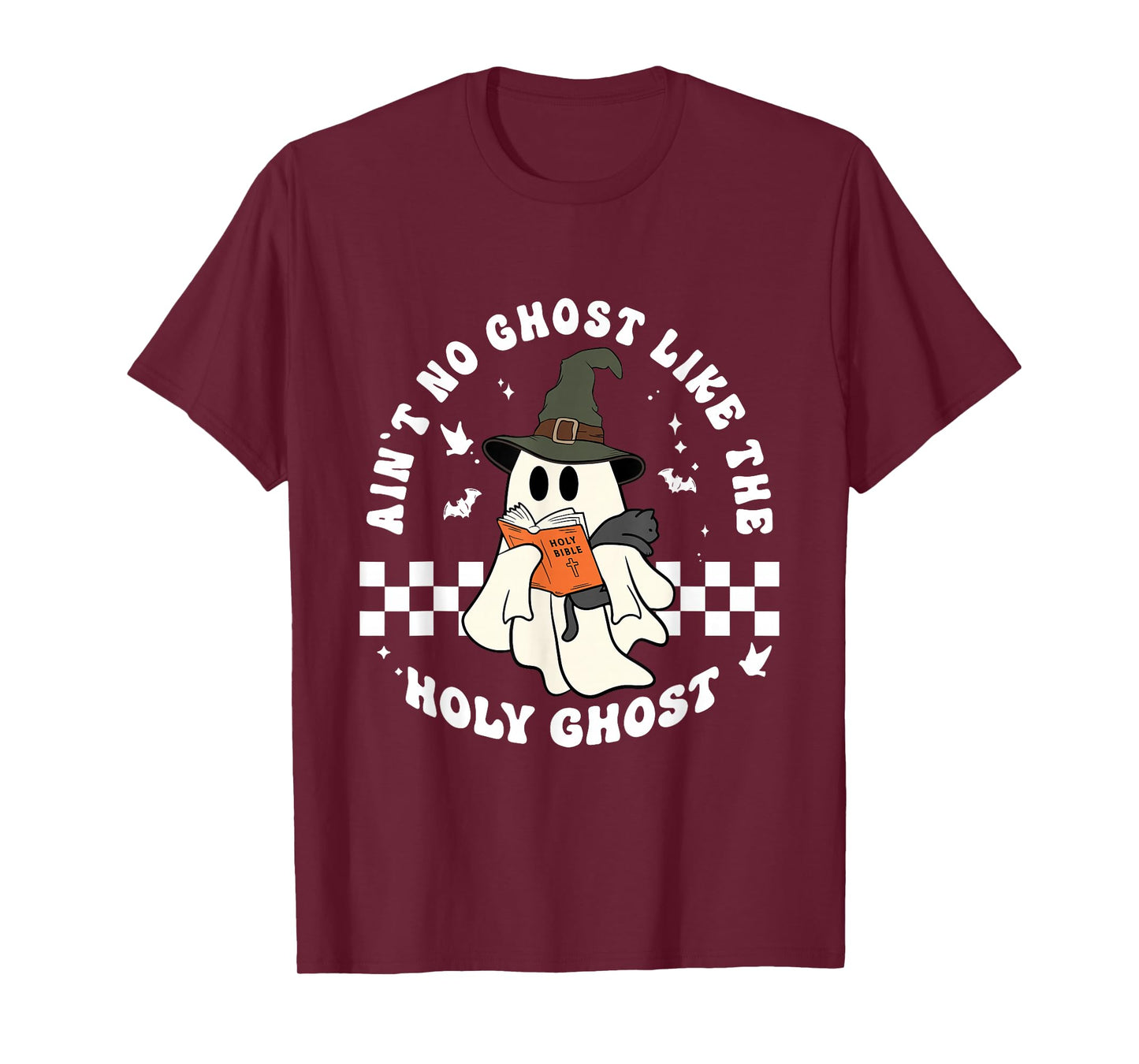 Funny Christian Ghost with Bible Retro Catholic Cute Faith T-Shirt