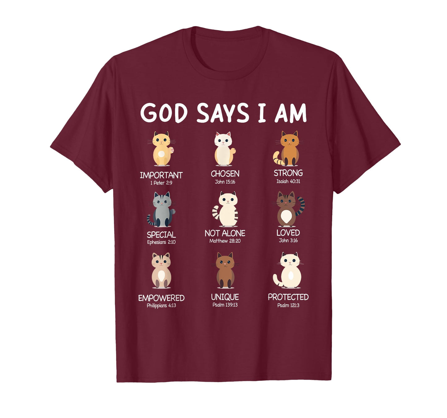 Cute God Says I Am Cat Lover Funny Christian Kids Girls T-Shirt