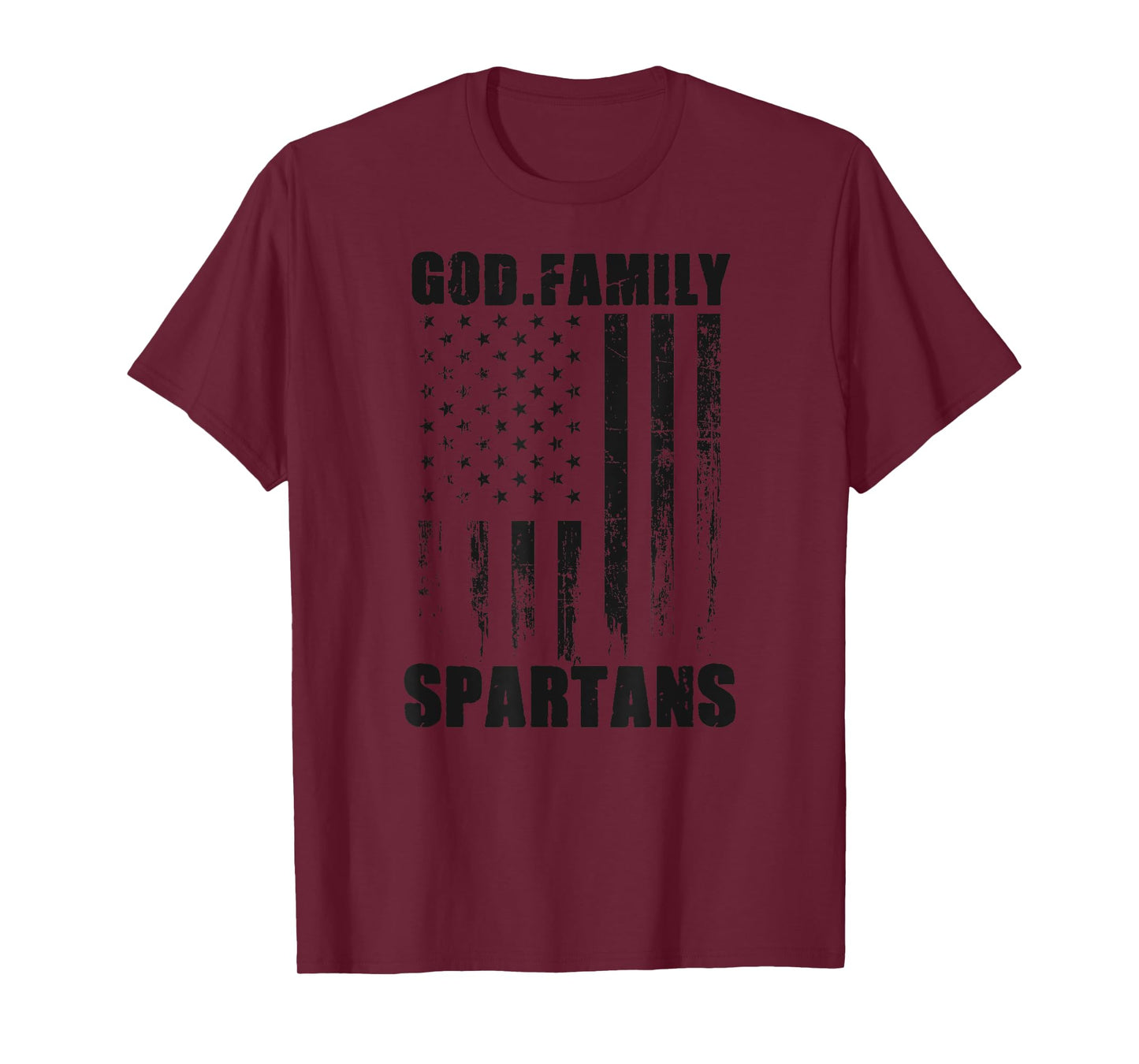 Waynesville Spartans God. Family. Vintage USA Flag T-Shirt
