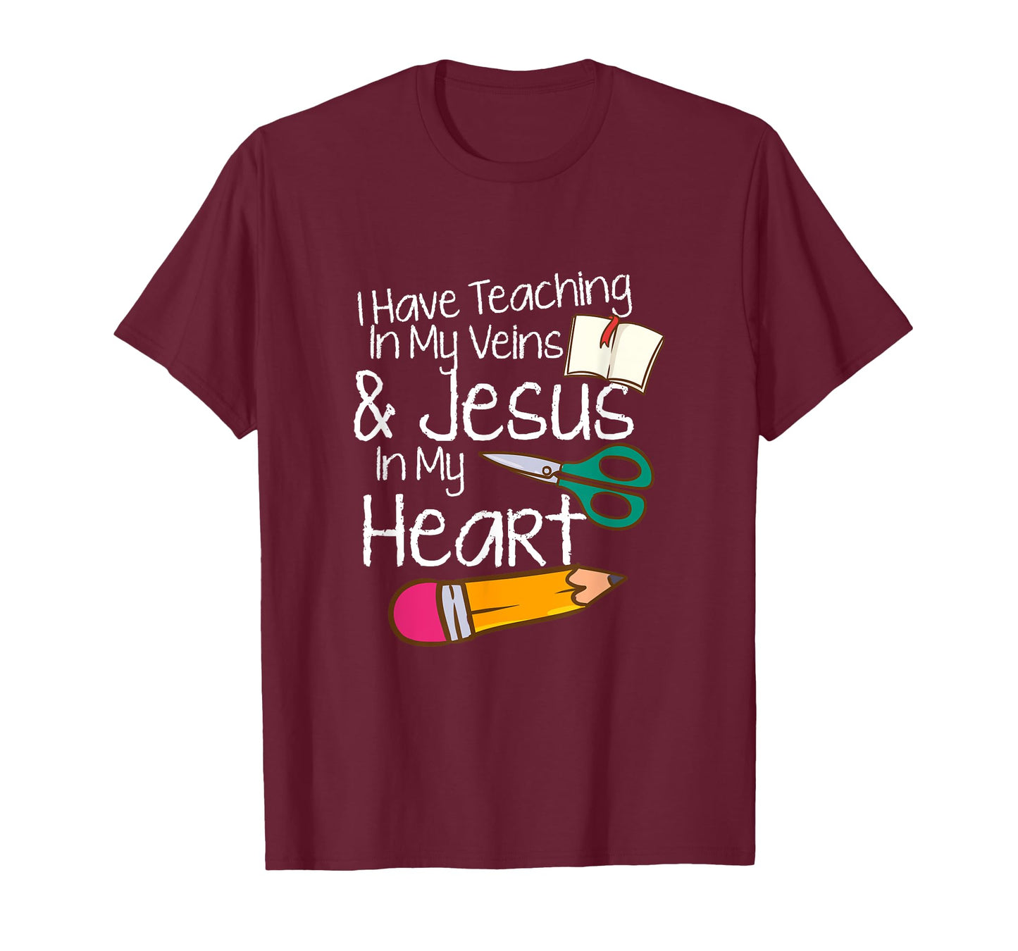 Teaching In My Veins Jesus In My Heart Sunday School Teacher T-Shirt