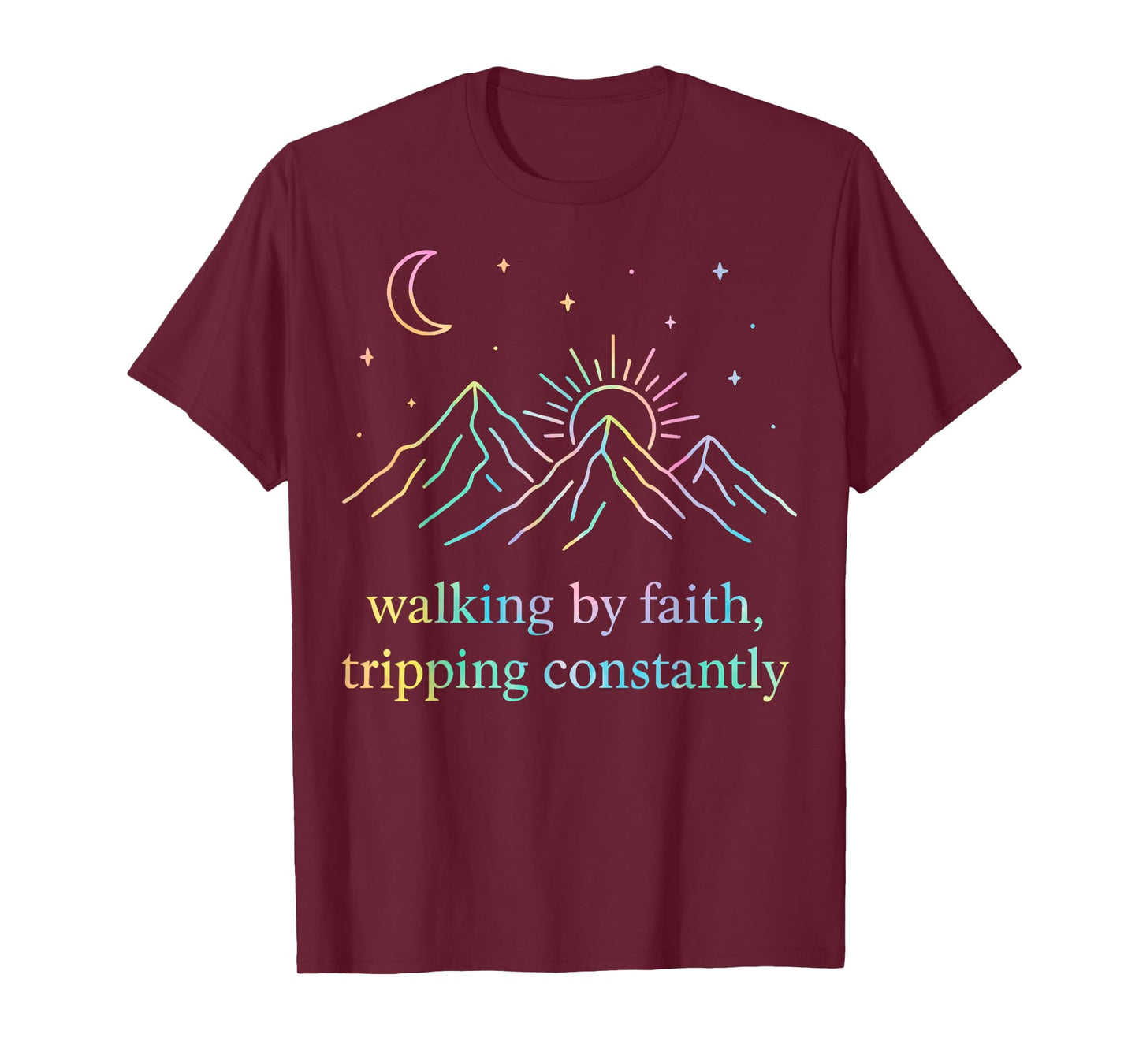 Christian Walking By Faith Tripping Constantly Ombre Bible T-Shirt