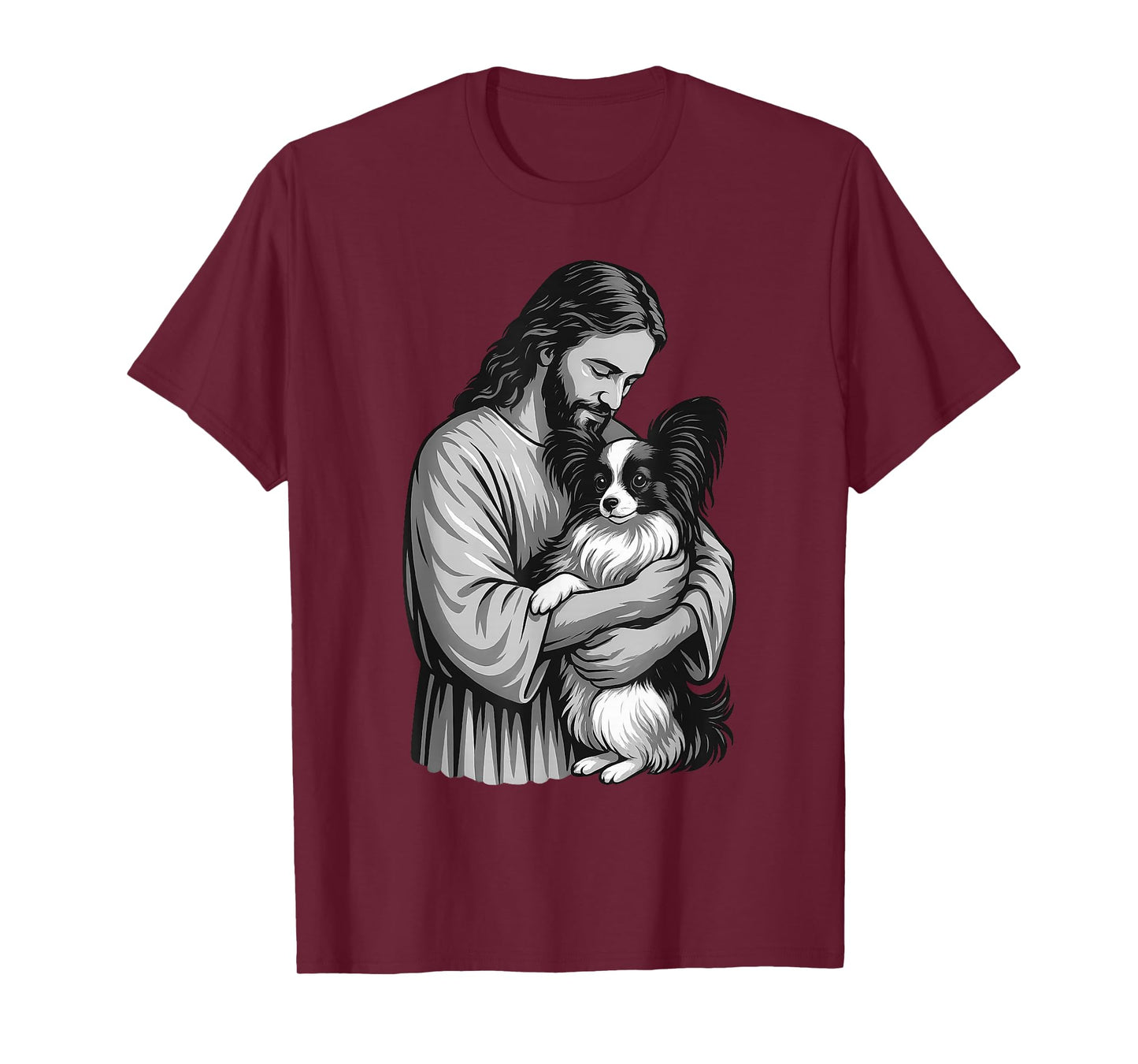 Papillon Dog And Jesus Christian Faith Dog Lover T-Shirt