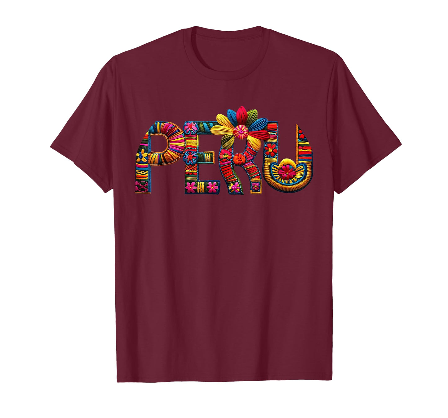 Graphic Peruvian Top with Embroidered Look T-Shirt