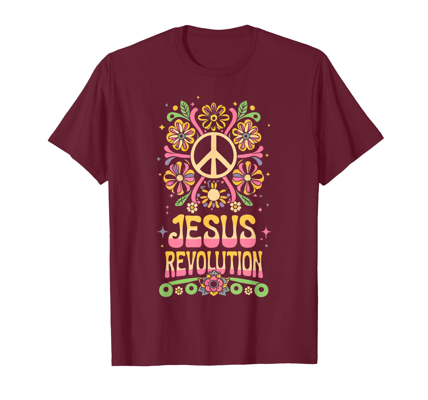 Jesus Revolution Christian Faith Retro Groovy Hippie Flower T-Shirt