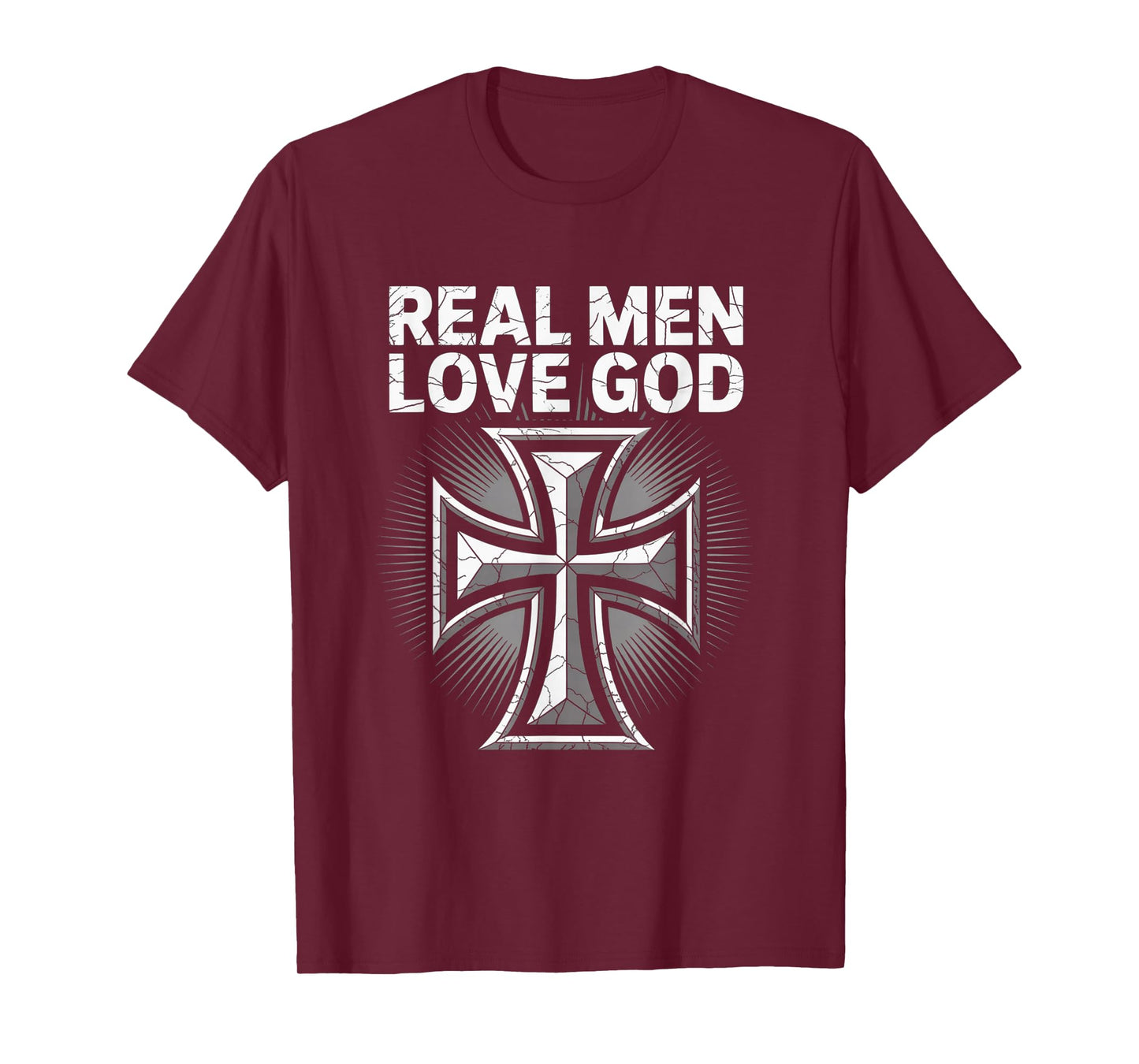 Christian Faith Real Men Love God Cross Matthew 22:37 T-Shirt