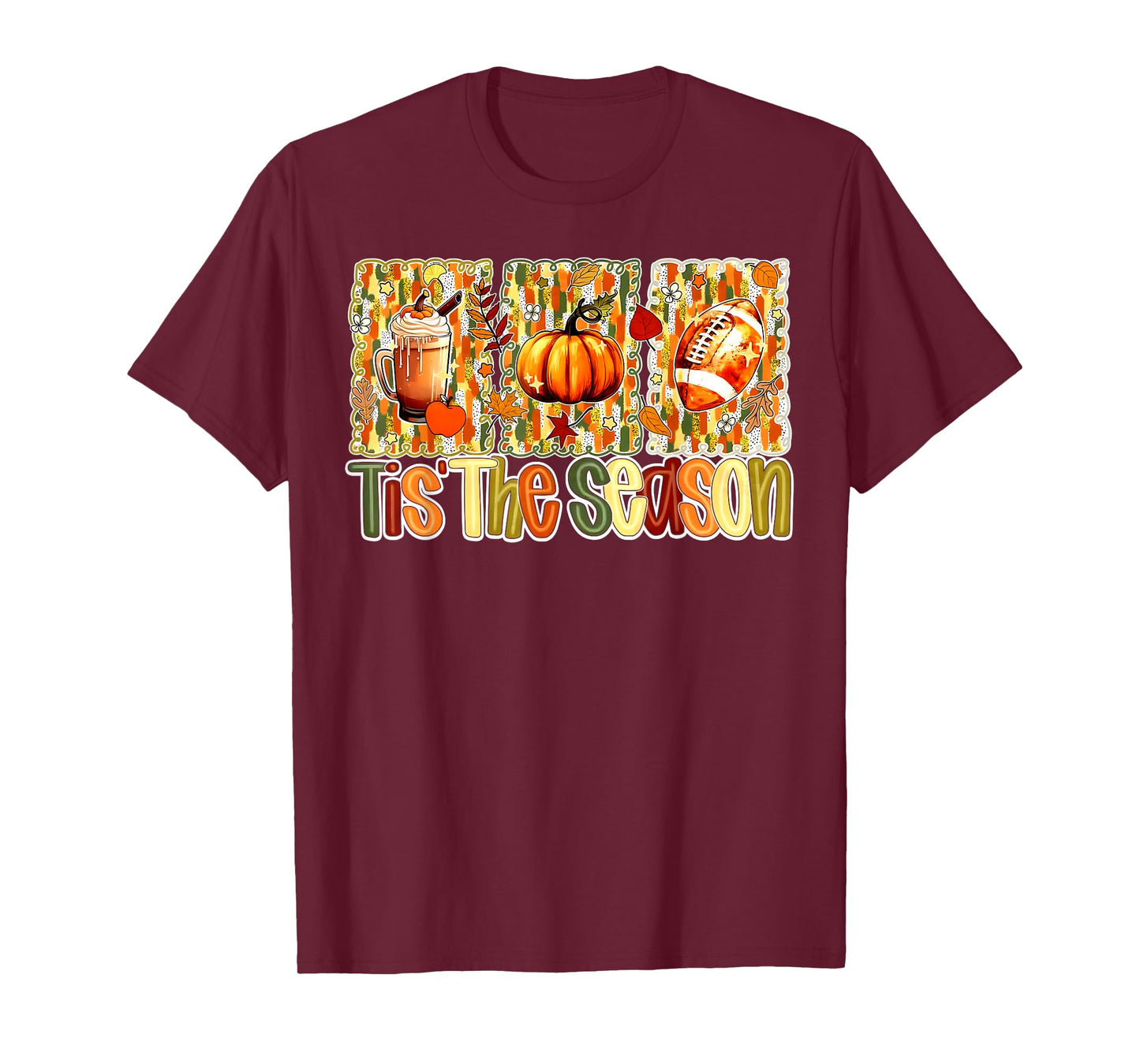 Pumpkin Spice Football Tis The Season Fall Thanksgiving Day T-Shirt