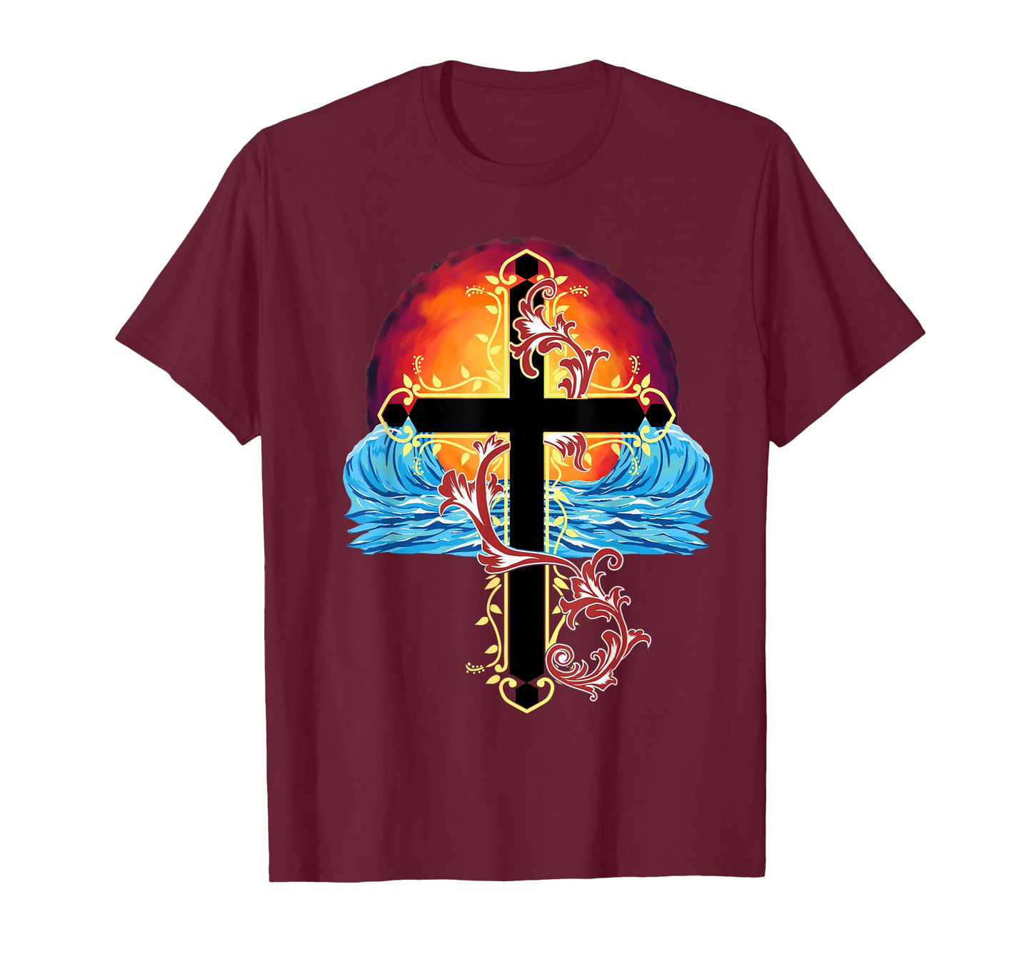 Cross Sea Sunset Jesus T-Shirt