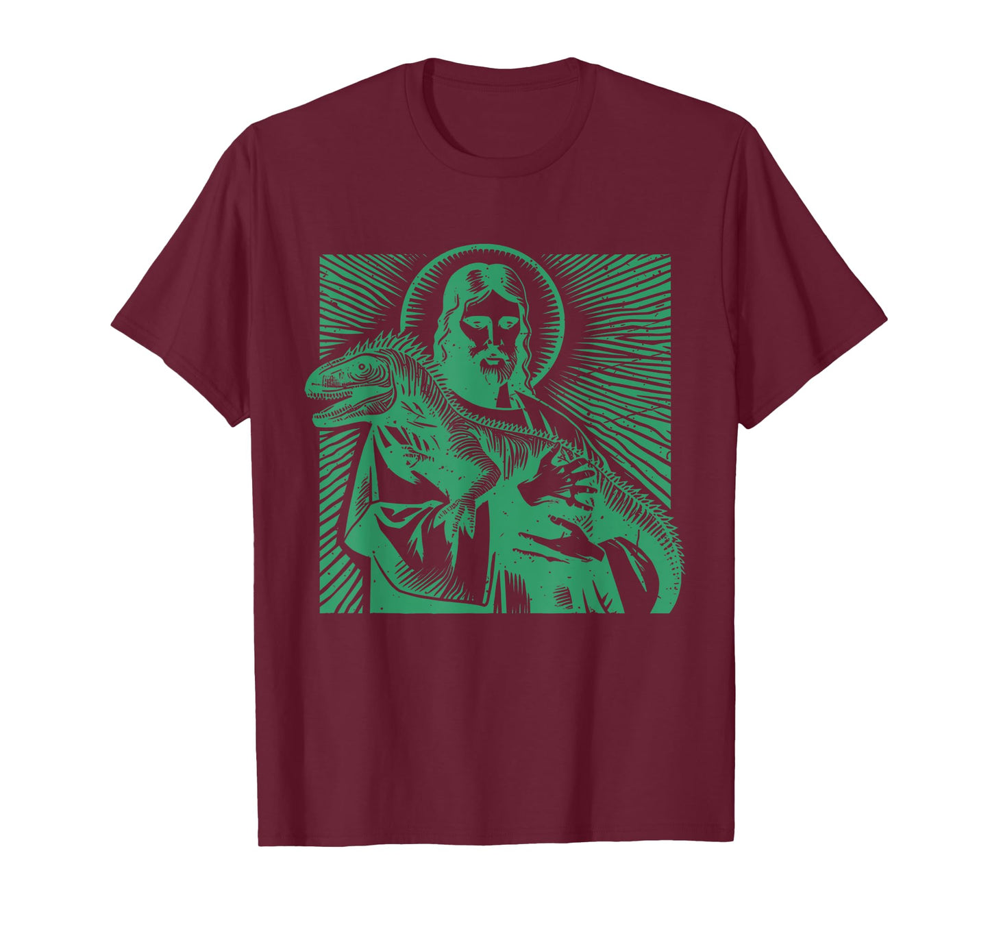 Vintage Jesus Holding Dinosaur T-Rex Lover Christian Faith T-Shirt