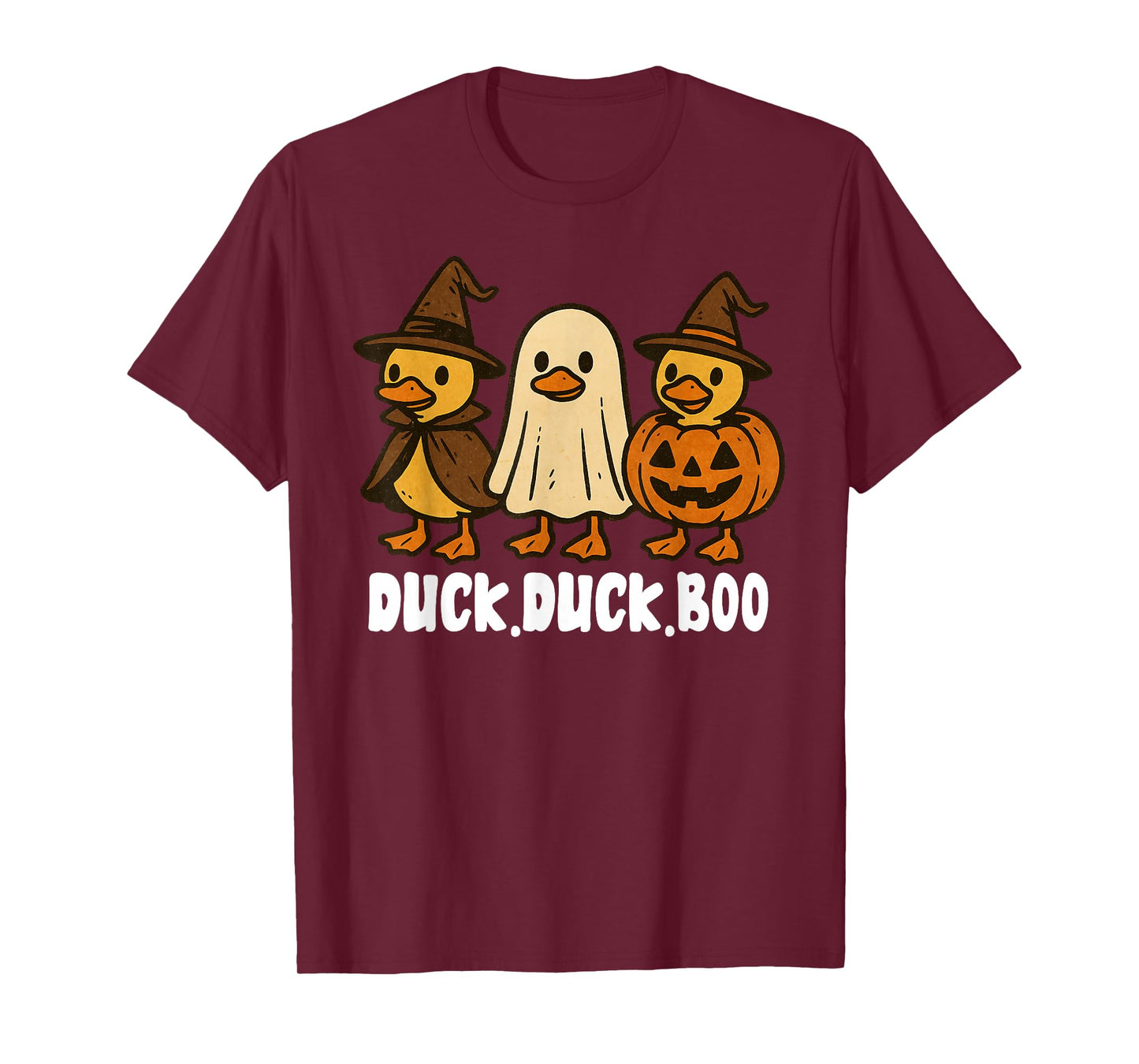 Duck Boo Funny Cute Spooky Halloween Retro Goose Pumpkin T-Shirt