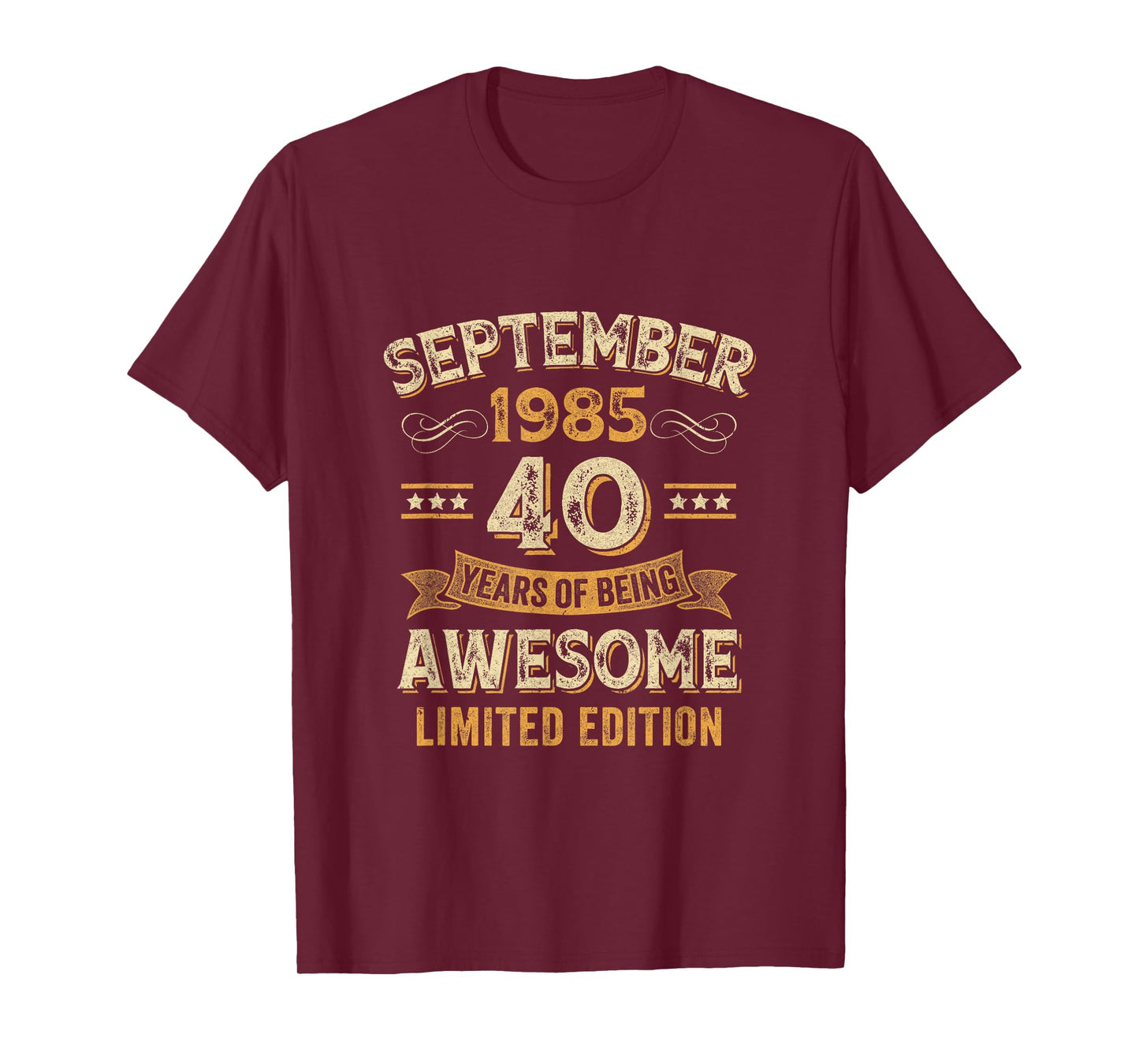 40 Years Awesome Vintage September 1985 40Th Birthday T-Shirt