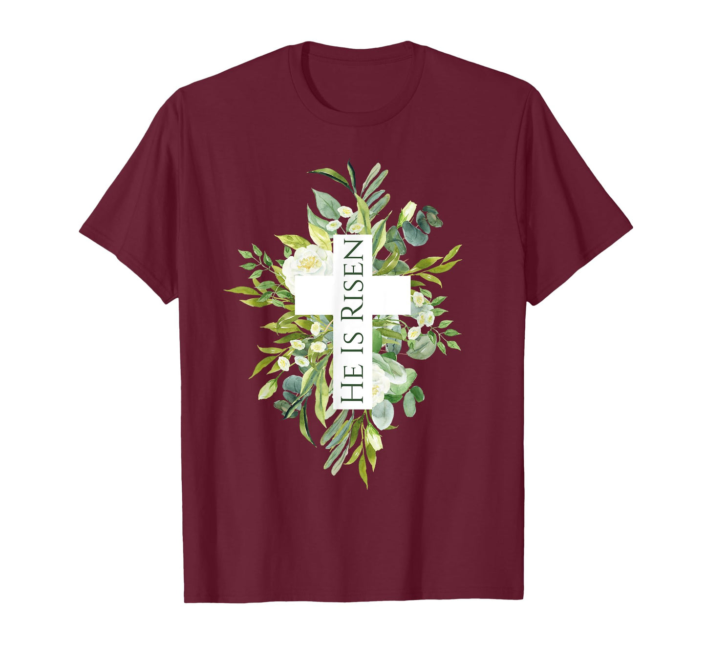 Happy Easter Shirt Floral He Is Risen Jesus Cross Spring T-Shirt
