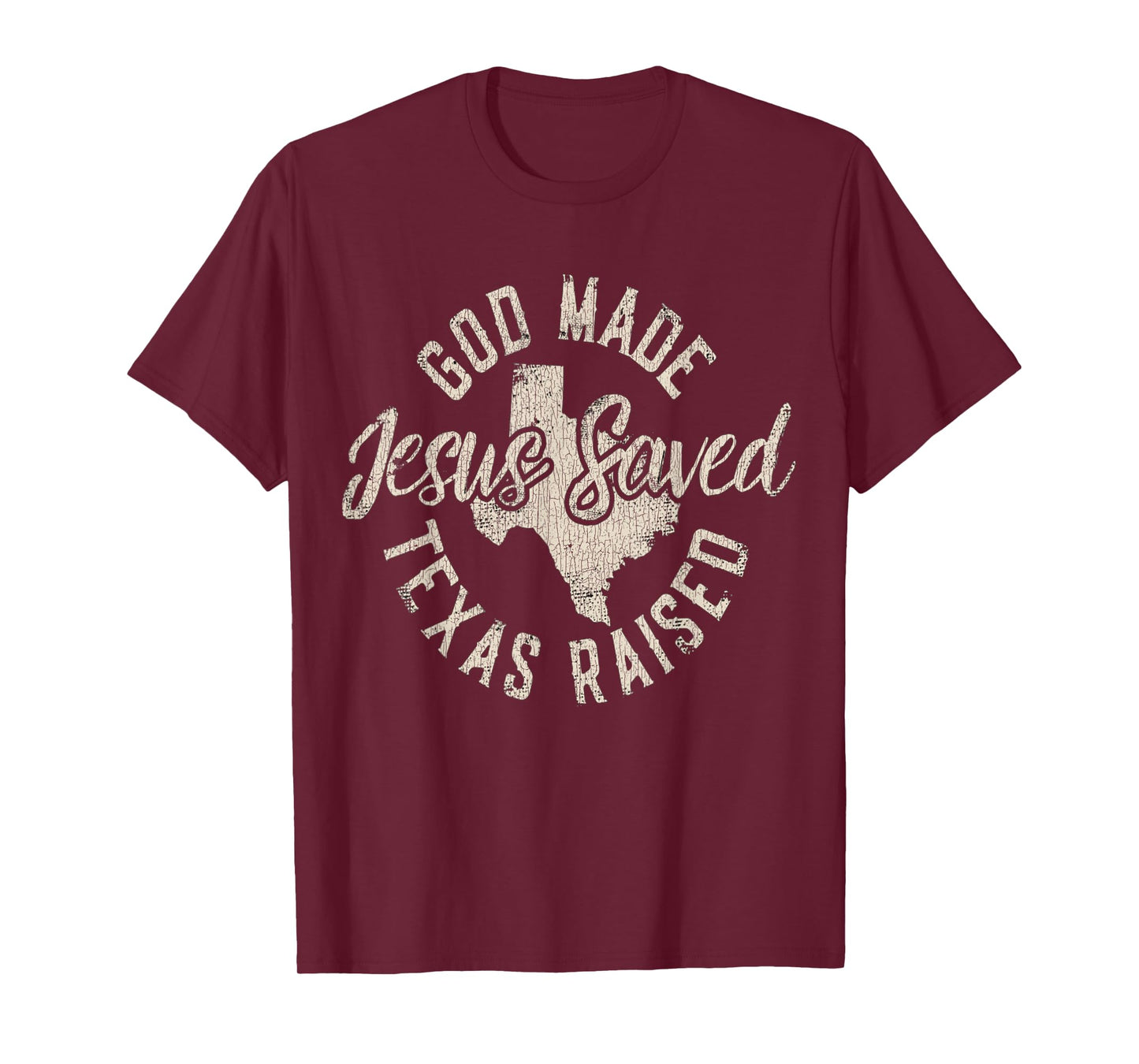 Vintage God Made Texas Raised Jesus Saved T-Shirt