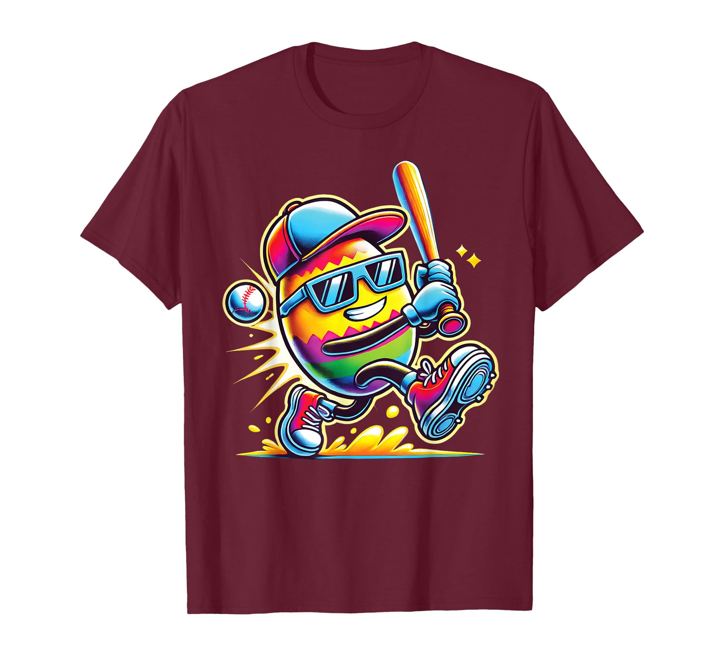 Easter Bunny Egg Playing Baseball Boys teen Kids Baseball T-Shirt