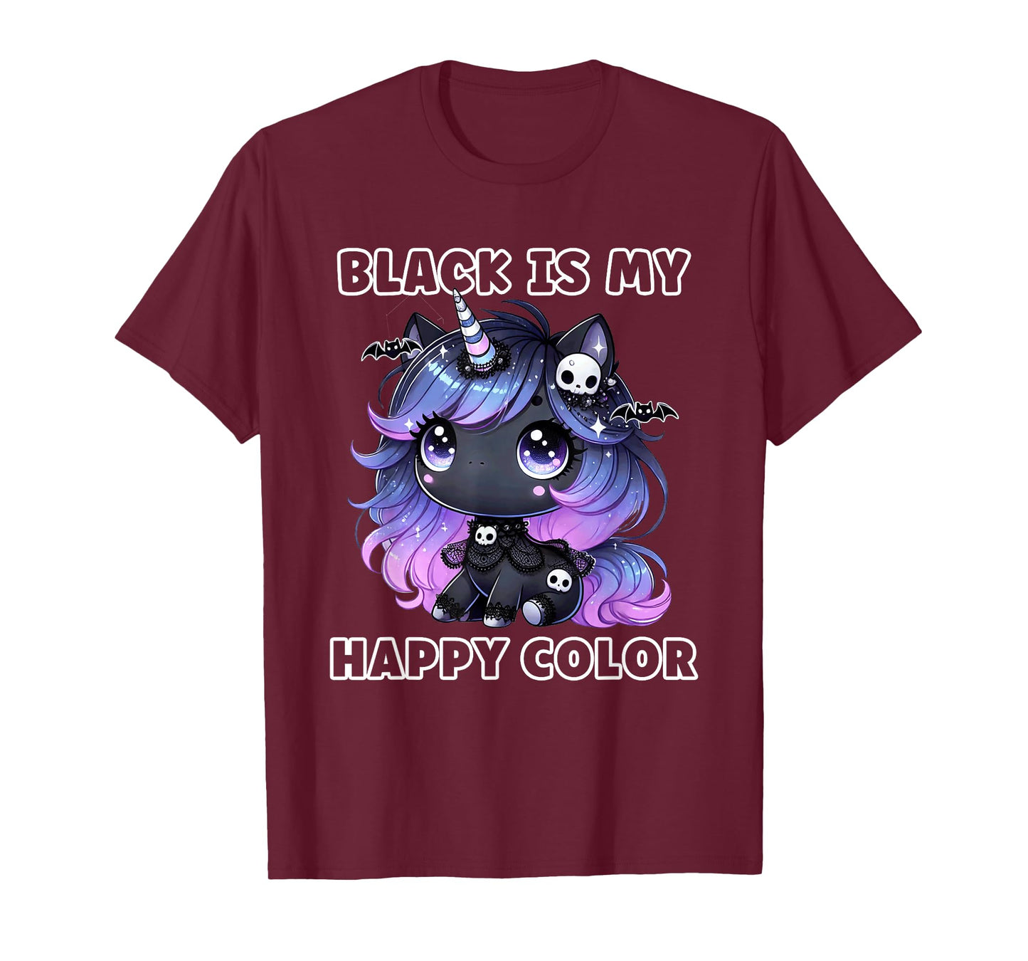 Goth Girl Black is My Happy Color Gothic Unicorn Emo Girl T-Shirt