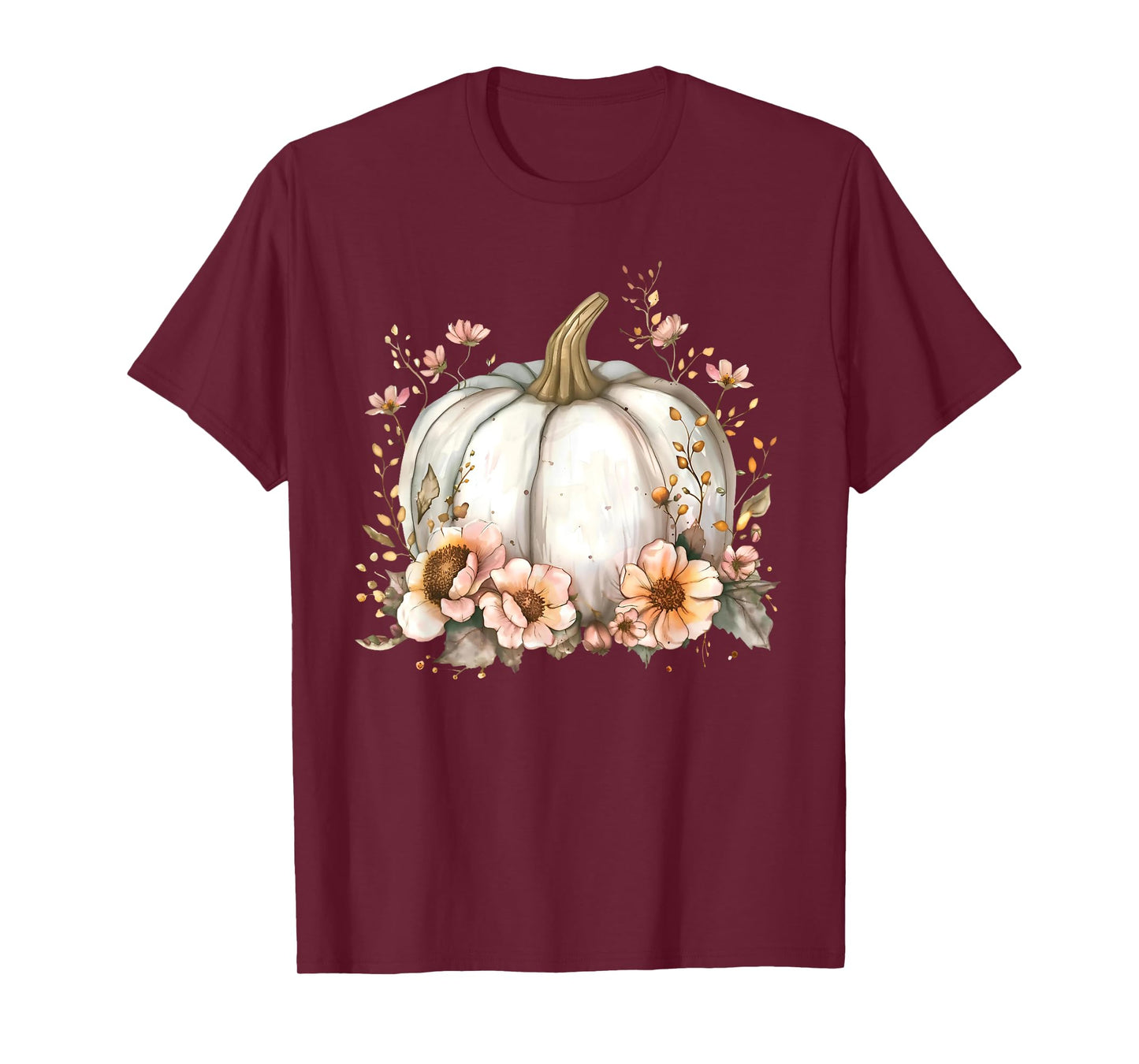 Wildflower Pumpkin Season Autumn Fall Leaves Thanksgiving T-Shirt