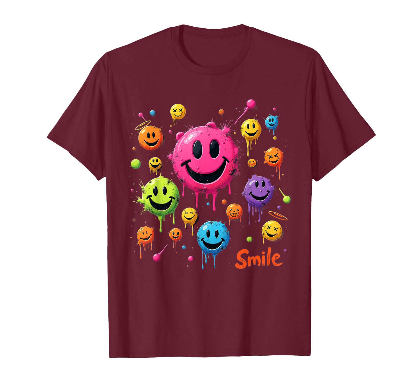 Smile Face Emoticons Fun Vivid Smileys Graphic T-Shirt