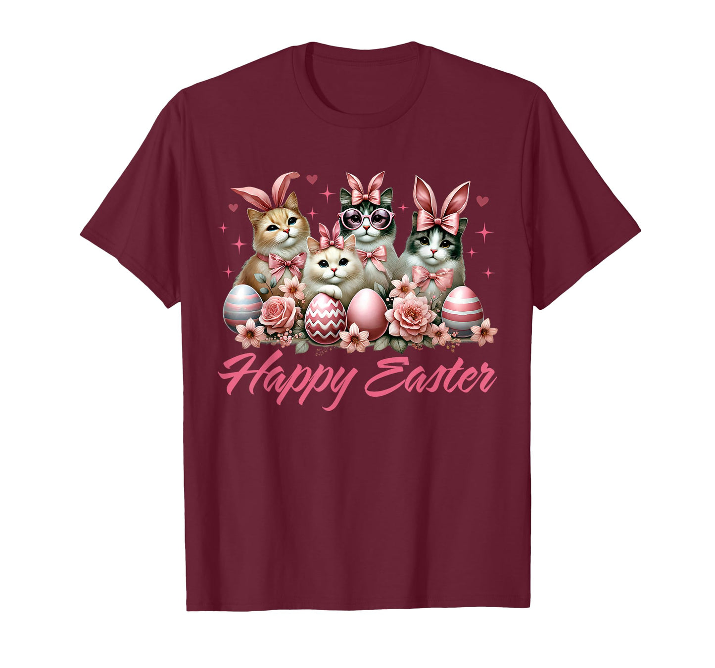 Cute Cat Bunny Happy Easter Cat Lover Kitty Rabbit Cat Mom T-Shirt