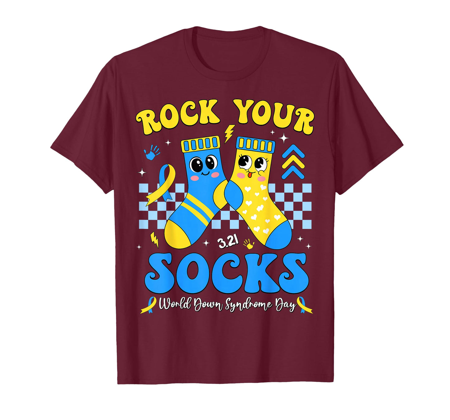 Rock Your Socks World Down Syndrome Day Awareness 3.21 Kids T-Shirt - T-Shirt | Maroon