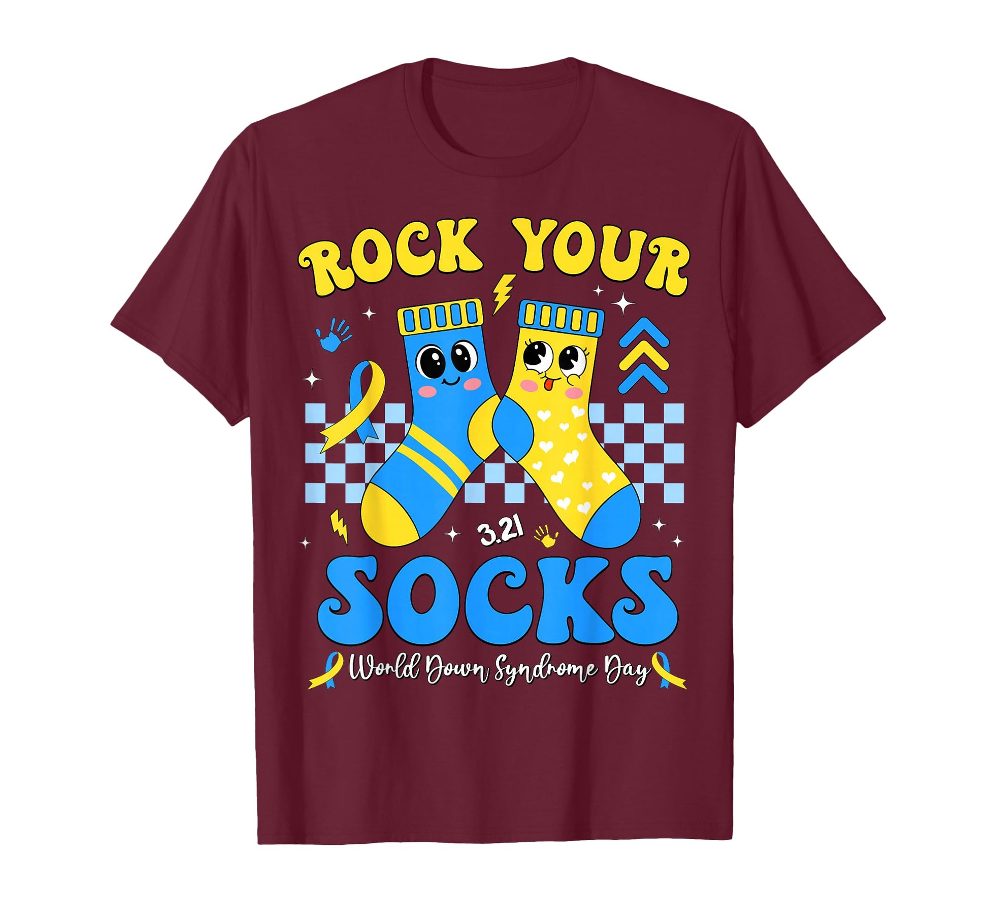 Rock Your Socks World Down Syndrome Day Awareness 3.21 Kids T-Shirt - T-Shirt | Maroon