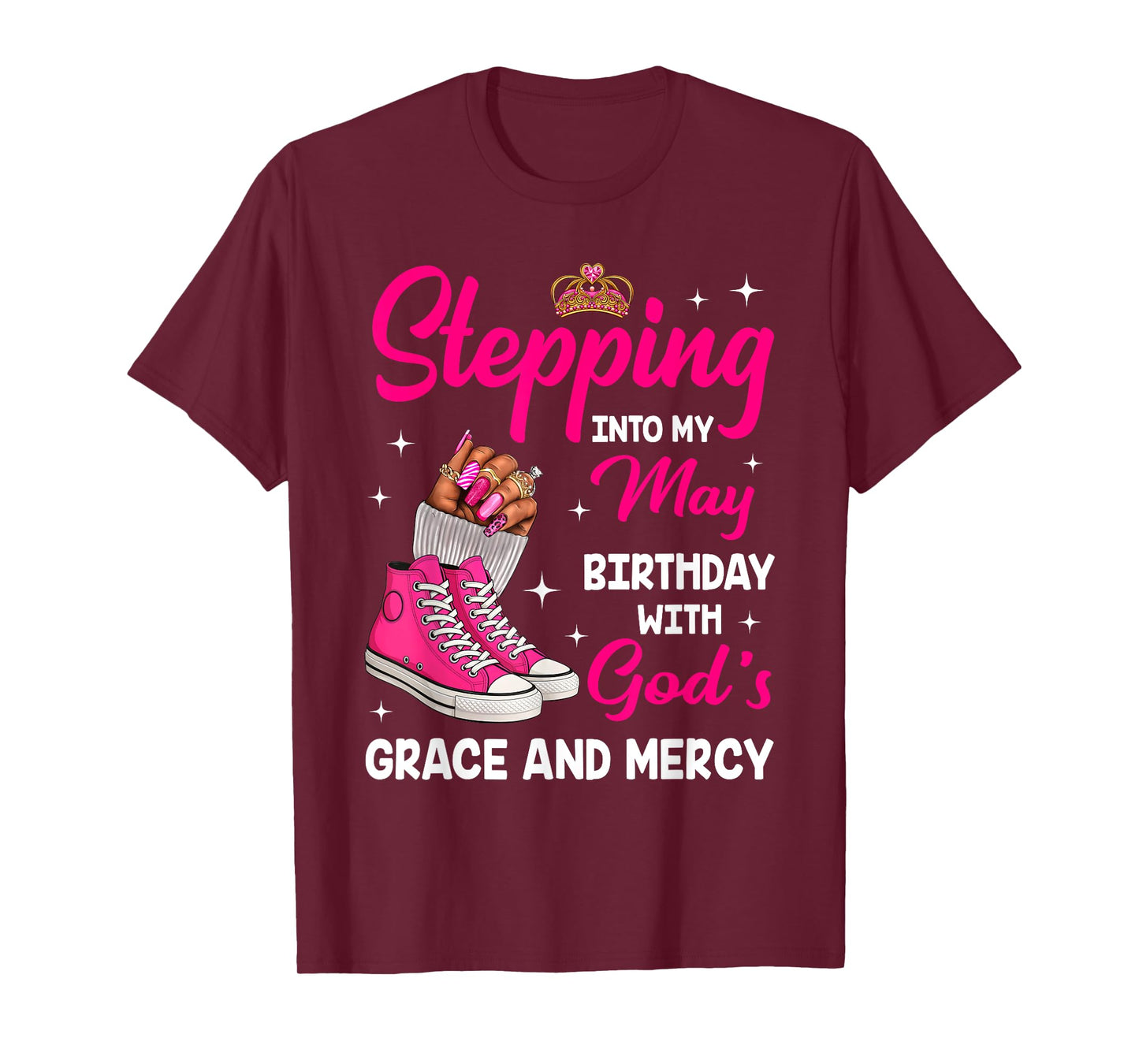 Stepping Into My May Birthday Afro Woman Melanin Queen T-Shirt