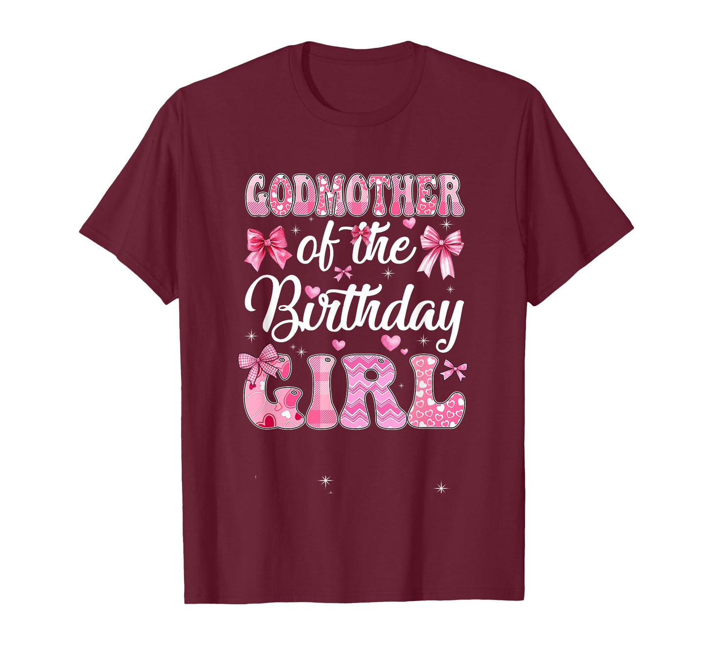 Godmother Of The Birthday Girl Family Pink Coquette Bow T-Shirt
