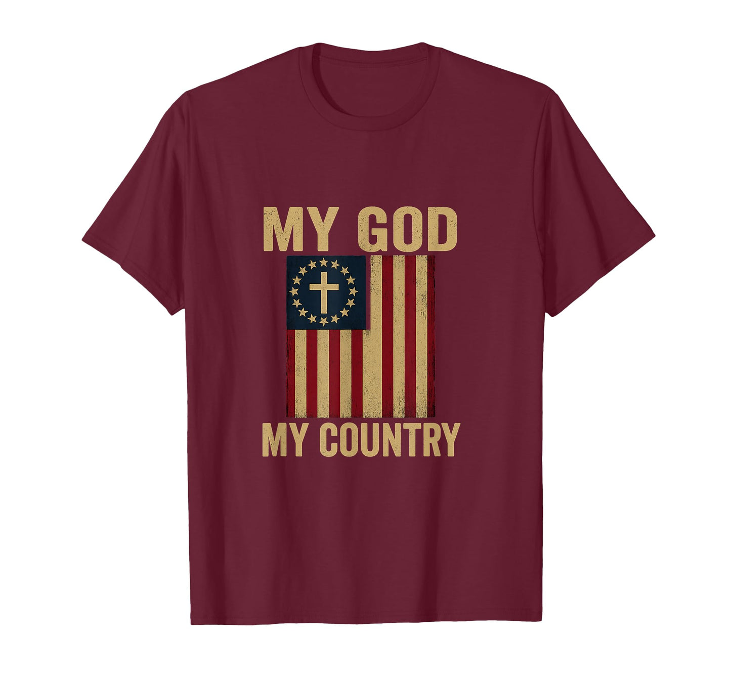Patriotic Christian Faith USA Flag Design T-Shirt