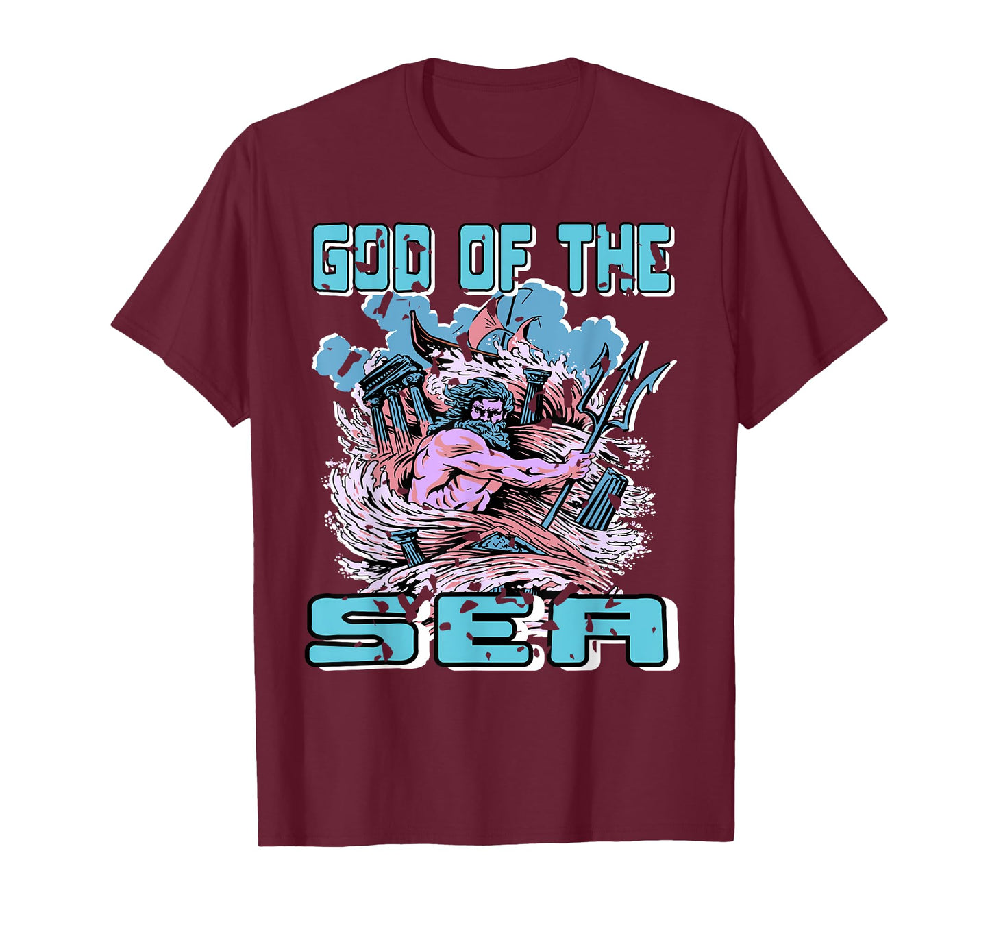 God of The Sea Ancient Myth Ocean Trident Poseidon Power T-Shirt