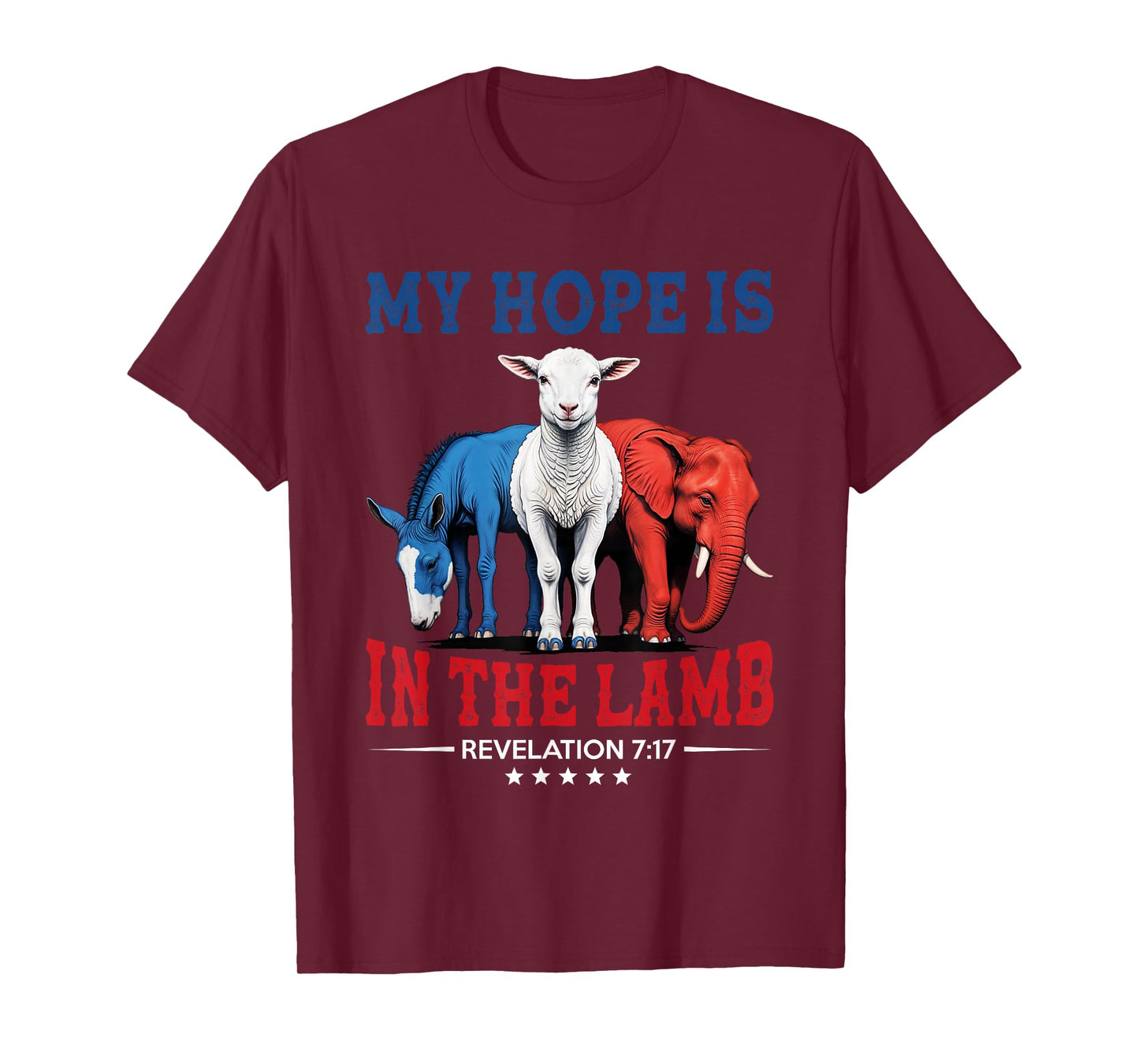 My Hope is in the Lamb Elephant Donkey USA Funny Scripture T-Shirt