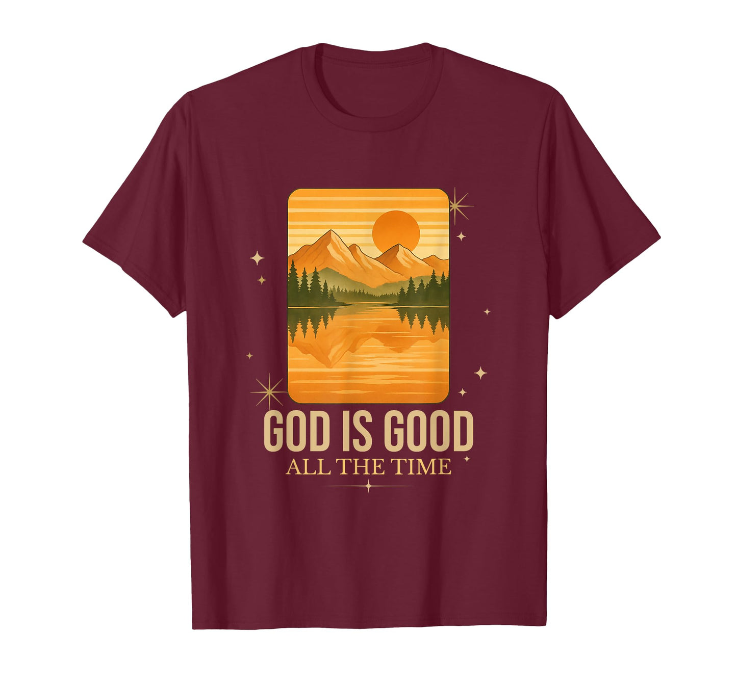 Vintage Retro Mountain Religious Faith Christian God Is Good T-Shirt