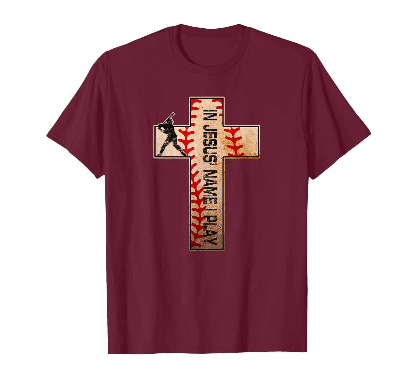 Baseball Laces Cross Jesus Name I Play Christian Faith God T-Shirt