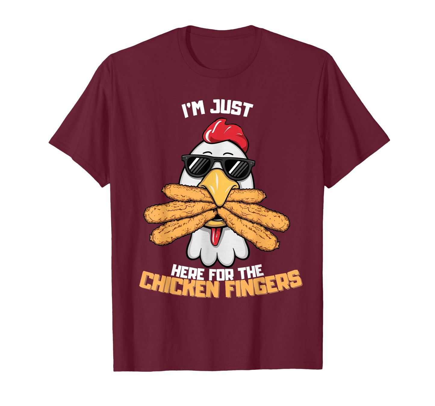 I'm Just Here For The Chicken Fingers Funny Chicken T-Shirt, Small, Black