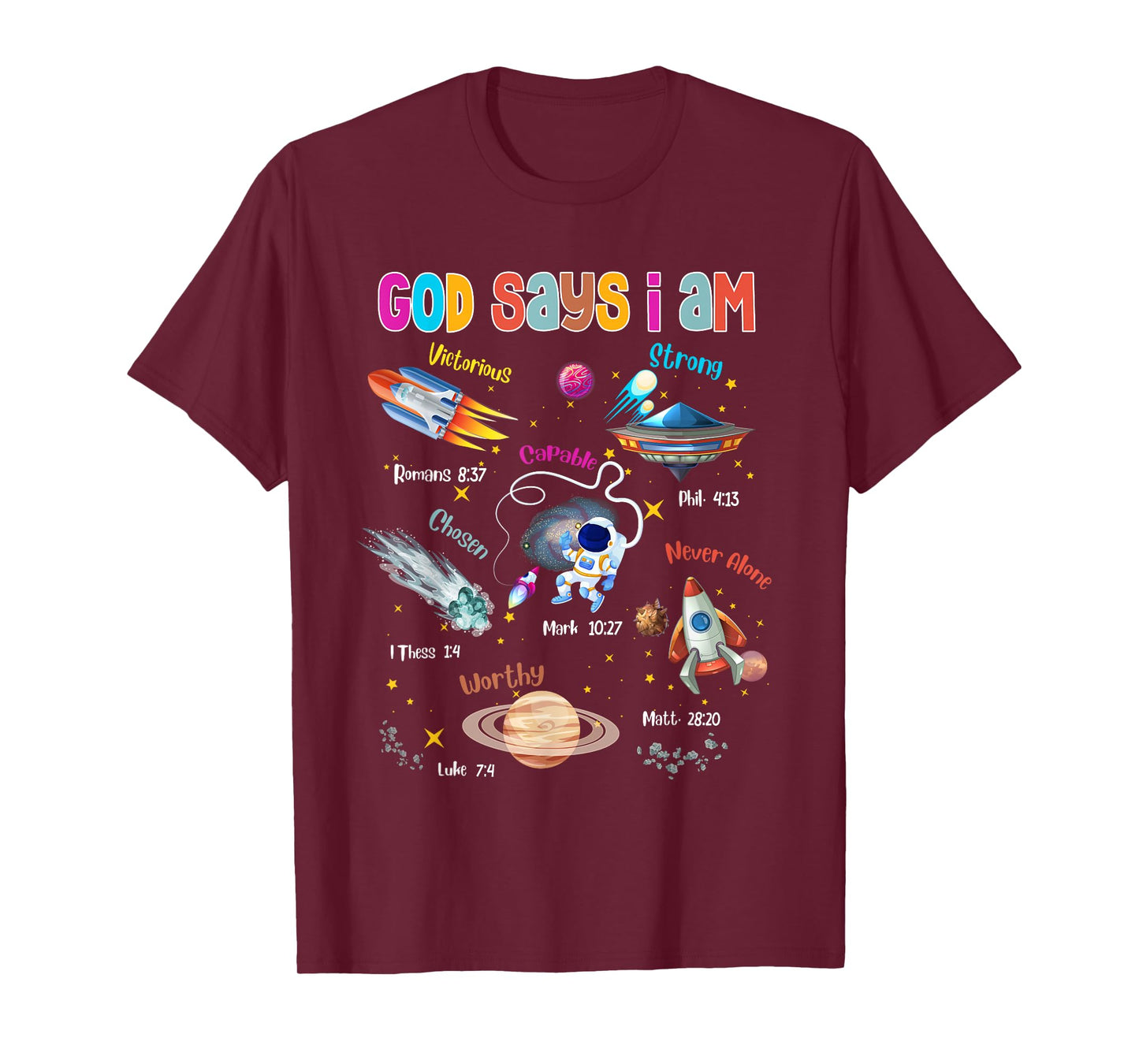 God Says I Am Cute Christian Outer Space Toddler Boys Kids T-Shirt