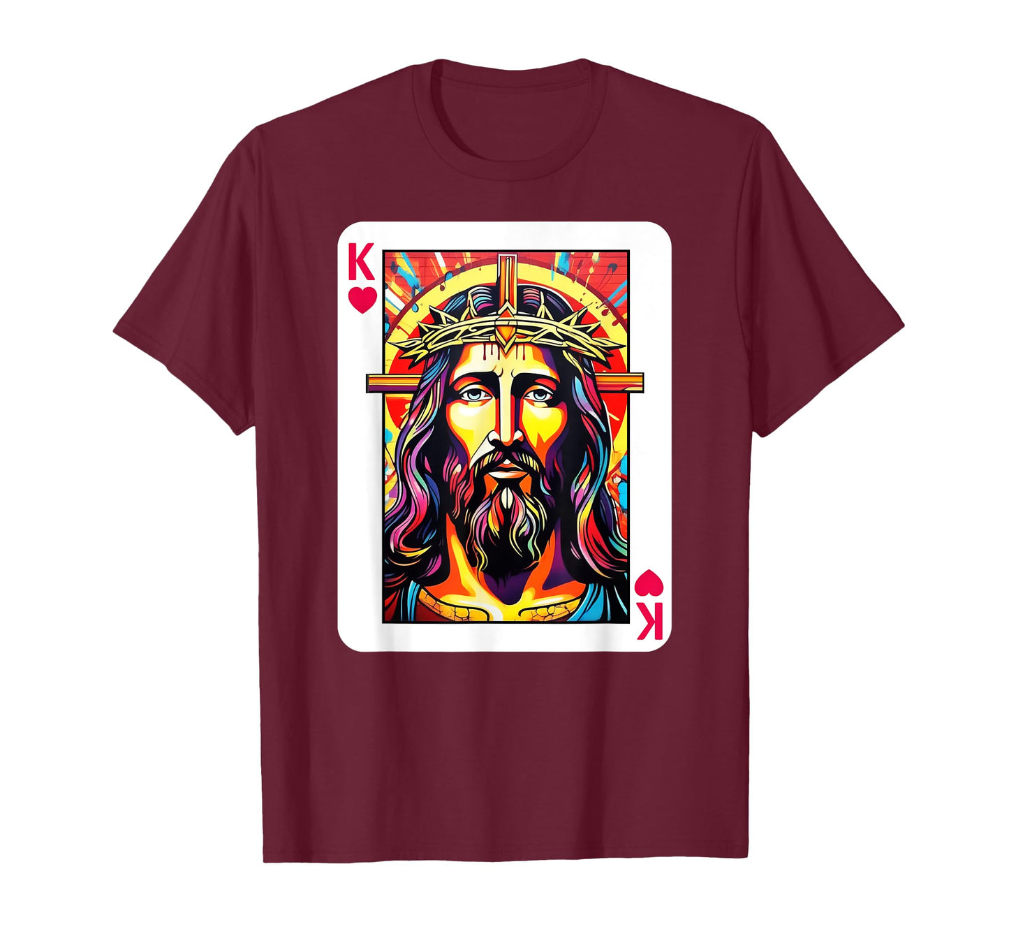 Jesus Is King Card Christian King of Hearts Religious Faith T-Shirt