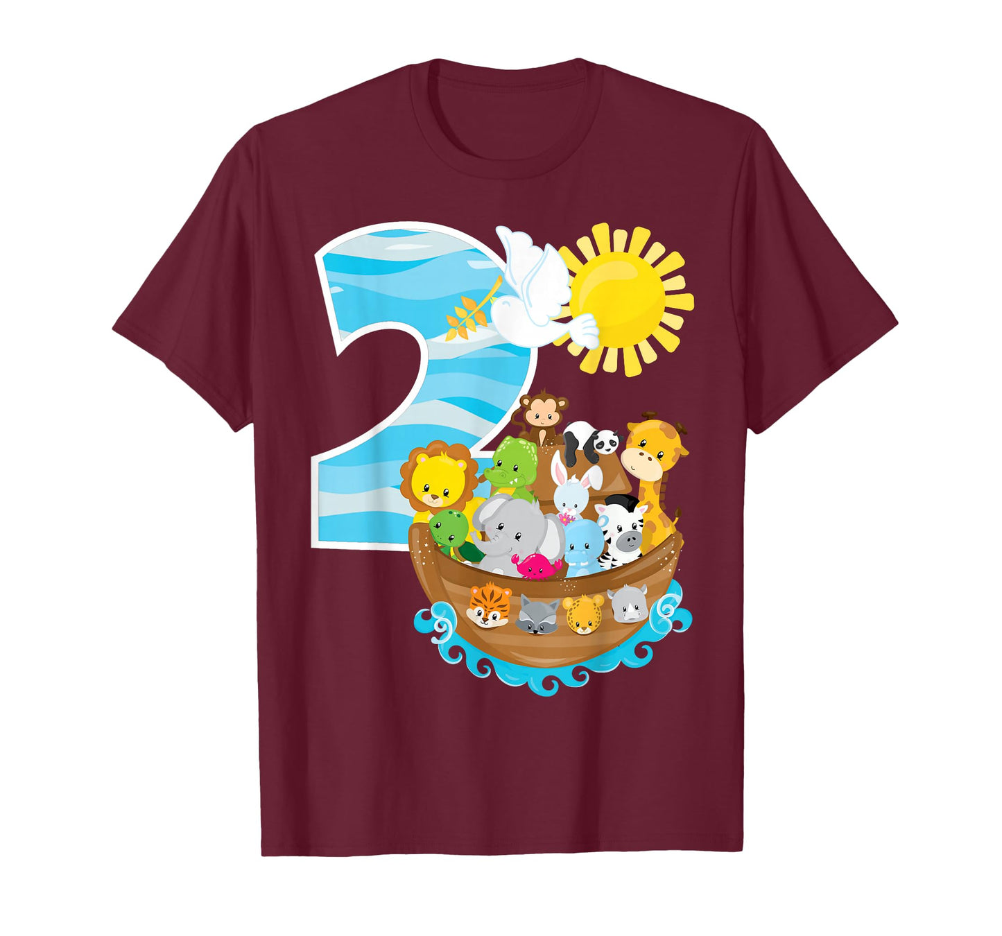 Noah's Ark Birthday Party 2nd Birthday 2 Year Old Toddler T-Shirt