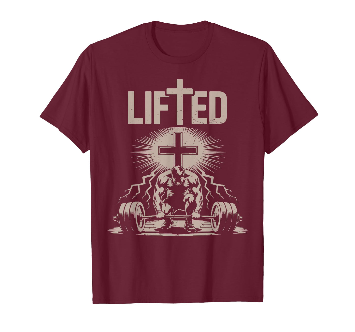 Lifted Funny Christian Workout Gym Jesus Weightlifting Cross T-Shirt