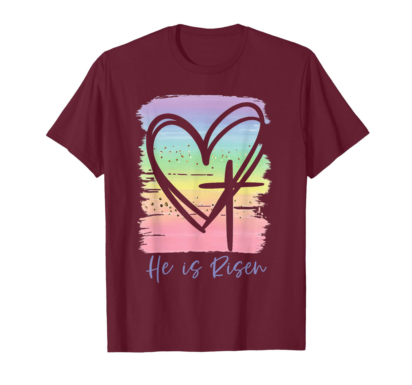 He is Risen Coloful Cross Heart Apparel T-Shirt
