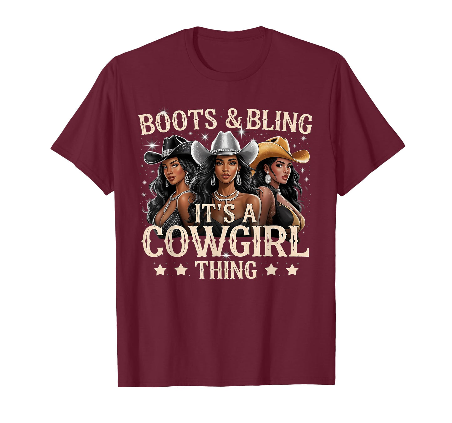 Boots & Bling its a Cowgirl Thing Black Cowgirl Melanin T-Shirt