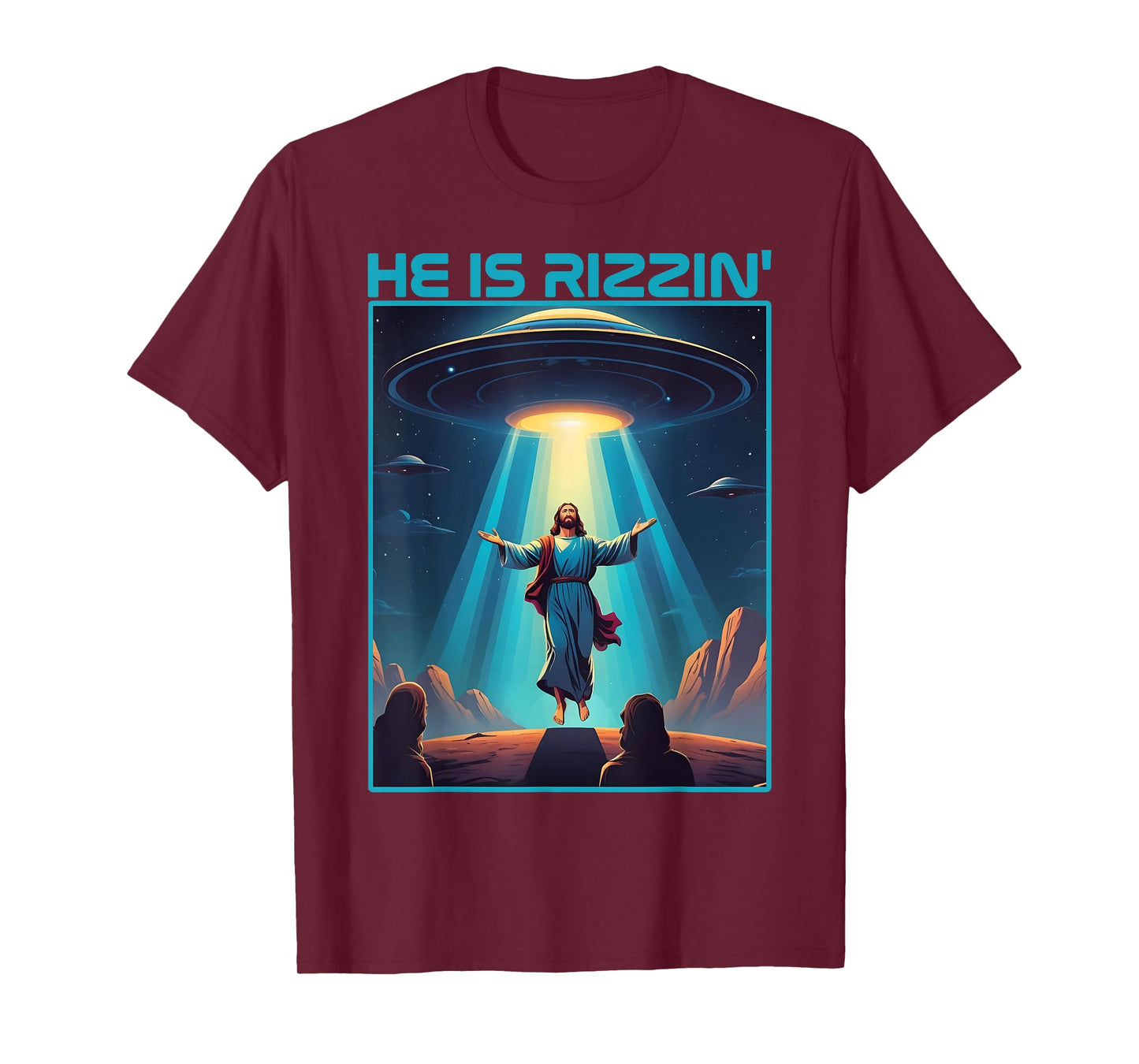 Funny jesus rizzin easter Ufo alien abduction space christ T-Shirt