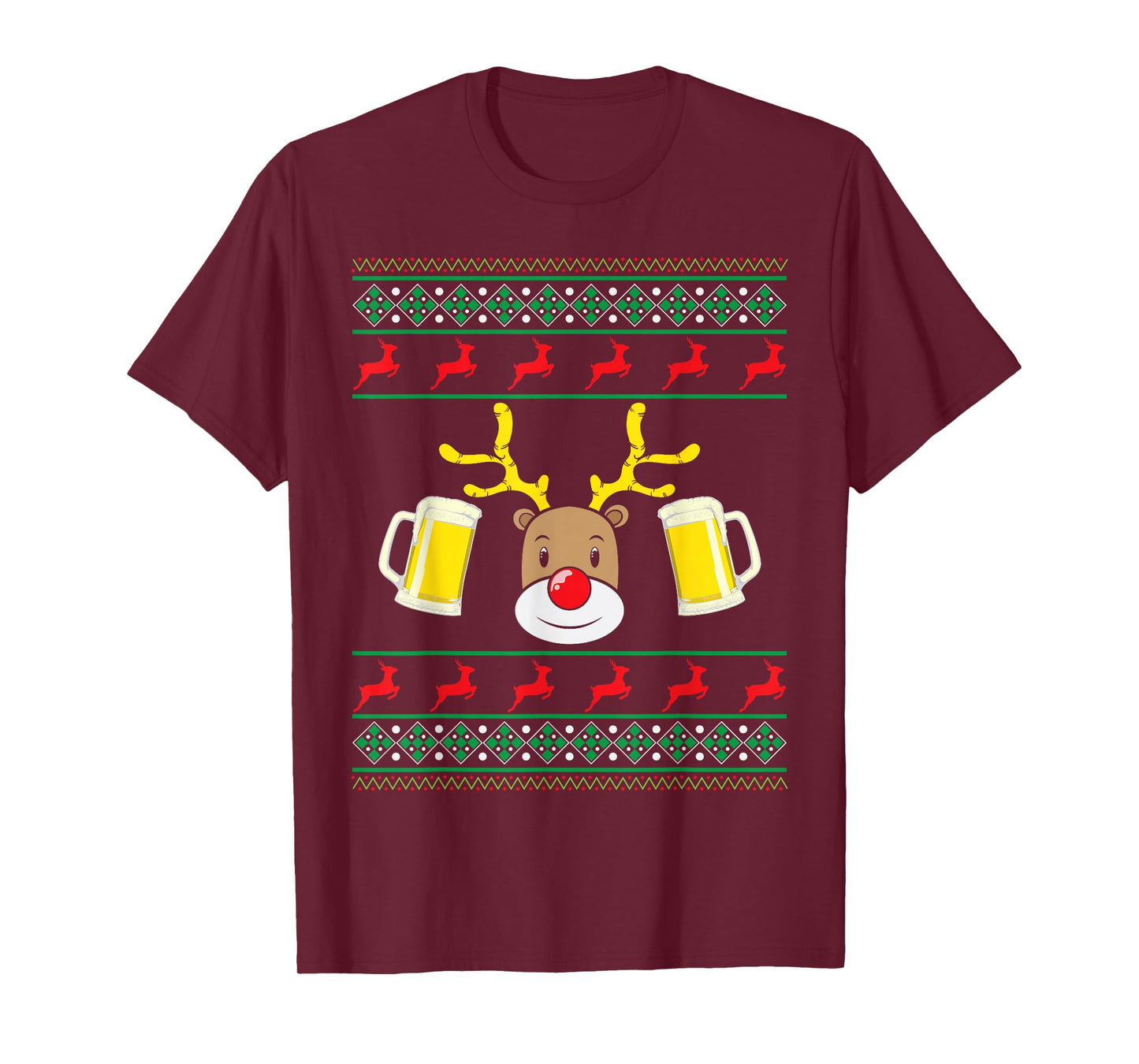 Ugly Christmas with Rudolf The Reindeer and Beer T-Shirt