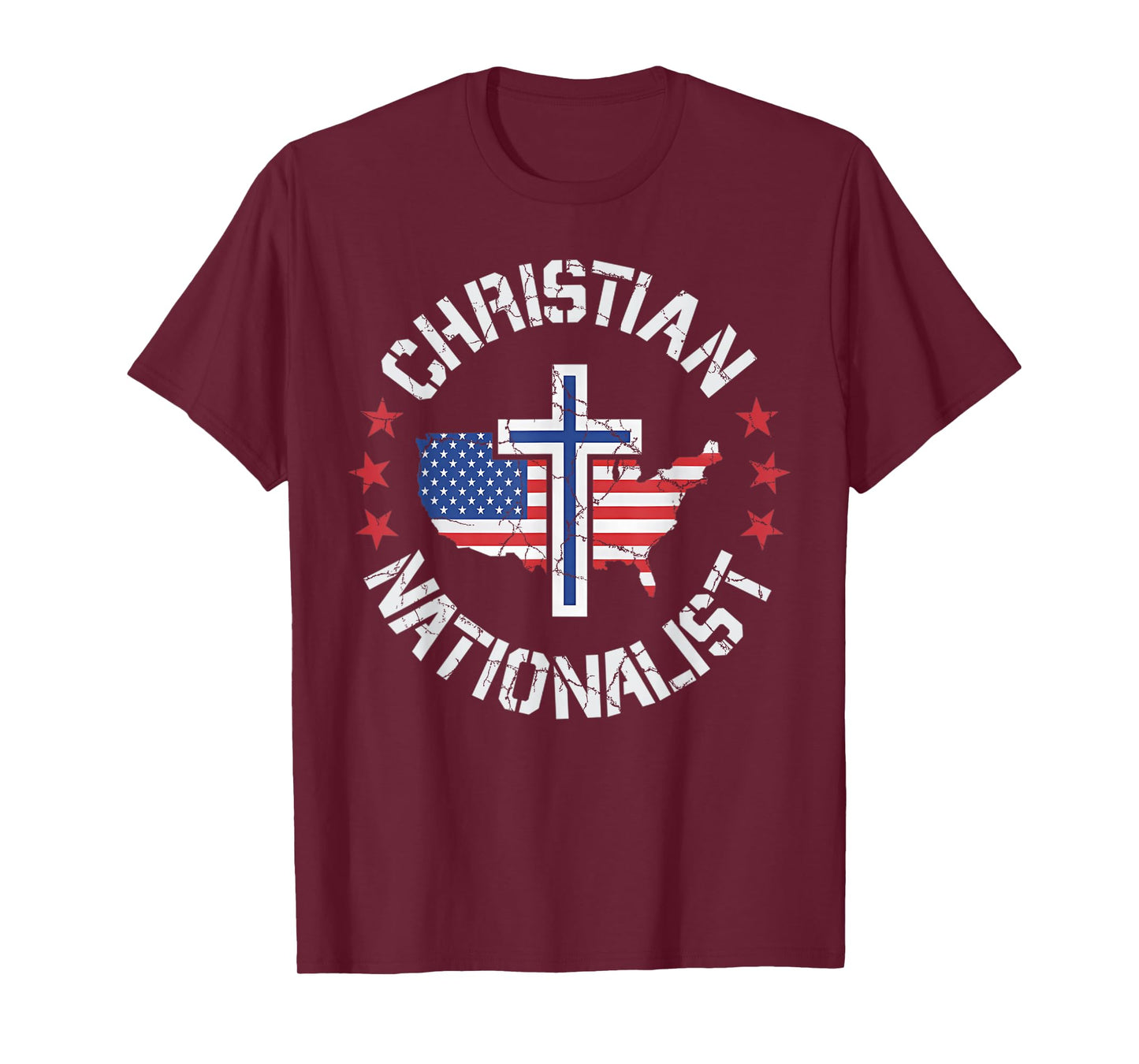 Vintage Cross Christian Nationalist Jesus Christ USA Flag T-Shirt