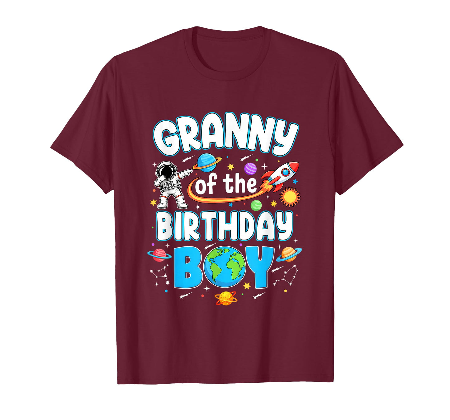 Granny Of The Birthday Boy Astronaut Family Space Planets T-Shirt
