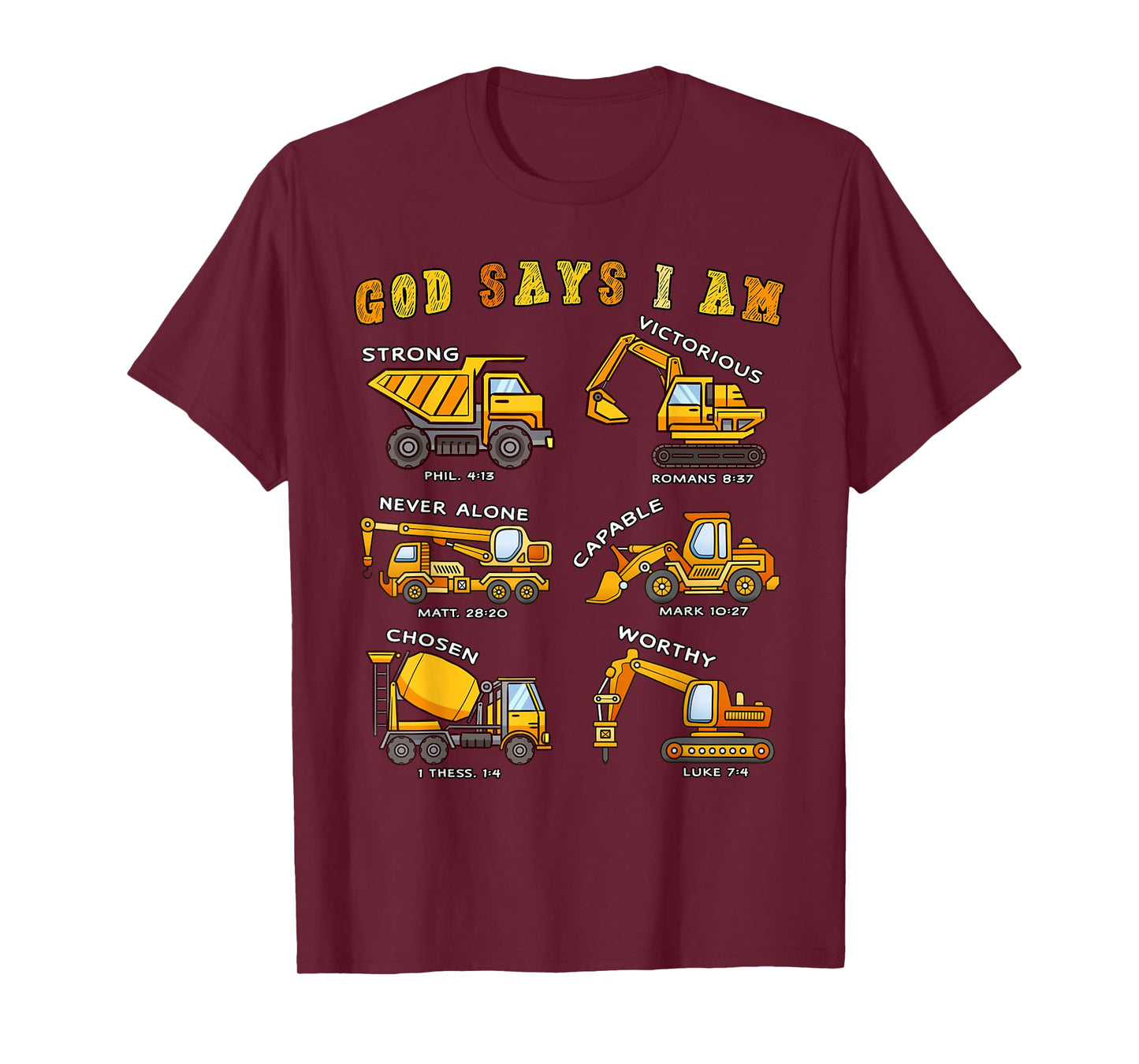 Toddler Kids God Says I Am Construction Bible Verse Truck T-Shirt