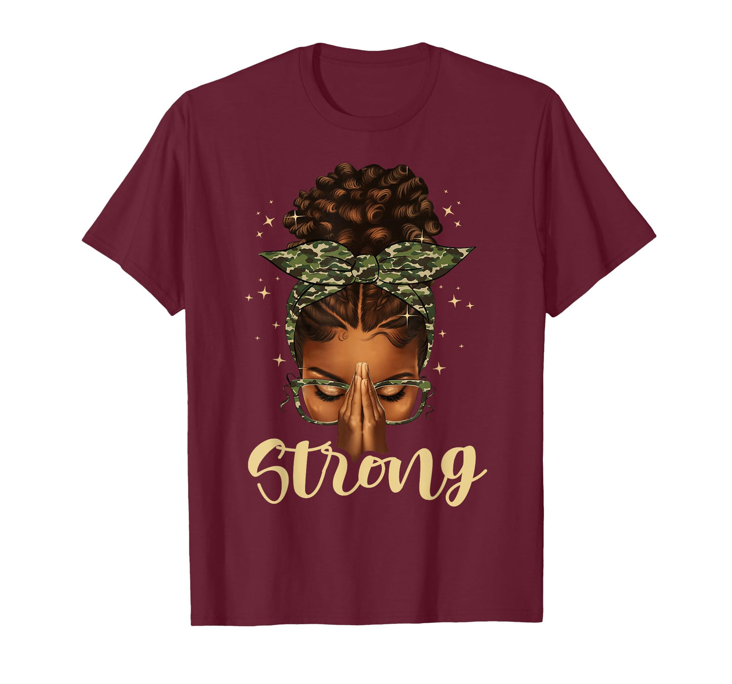 Strong Black Woman Praying Afro African American Christian T-Shirt