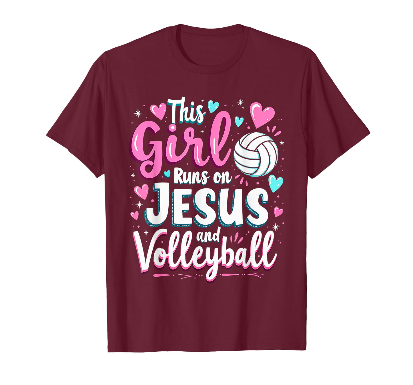 Christian Volleyball This Girl Runs On Jesus and Volleyball T-Shirt