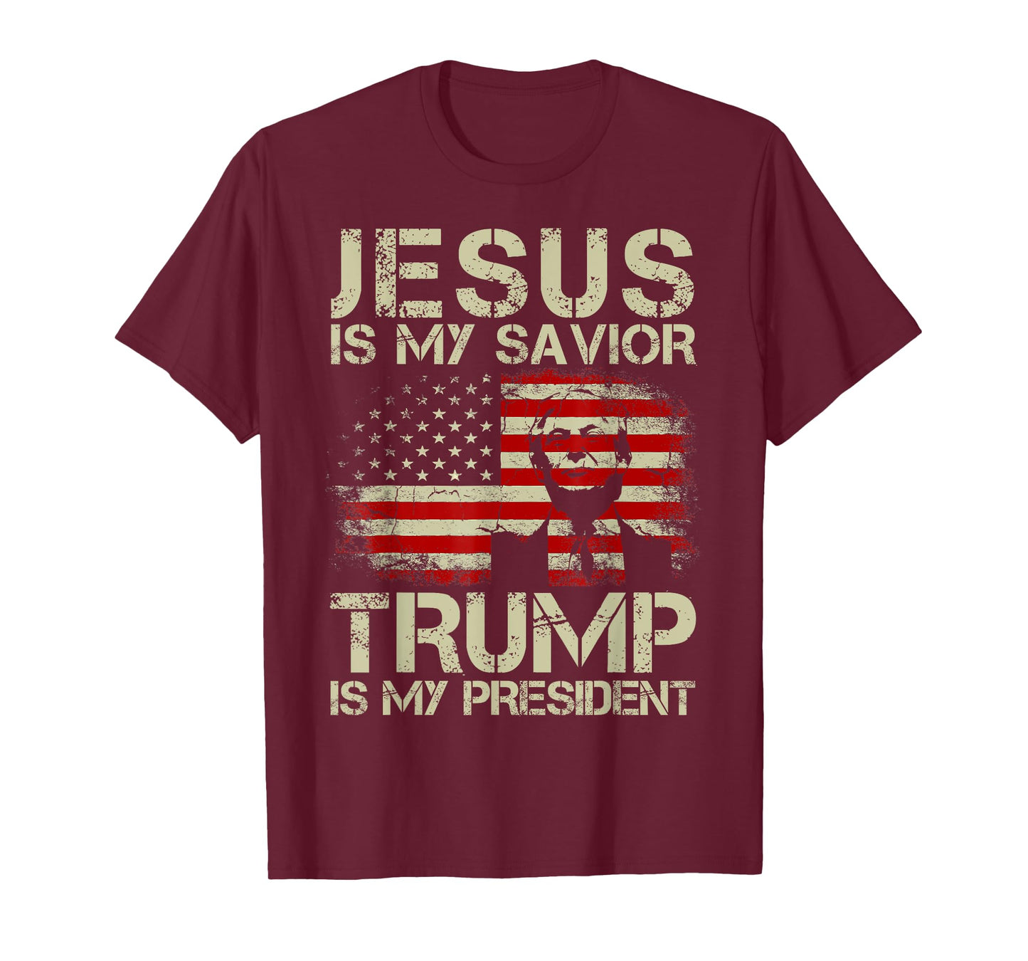 Jesus Is My Savior Trump Is My President Trump 2024 USA Flag T-Shirt