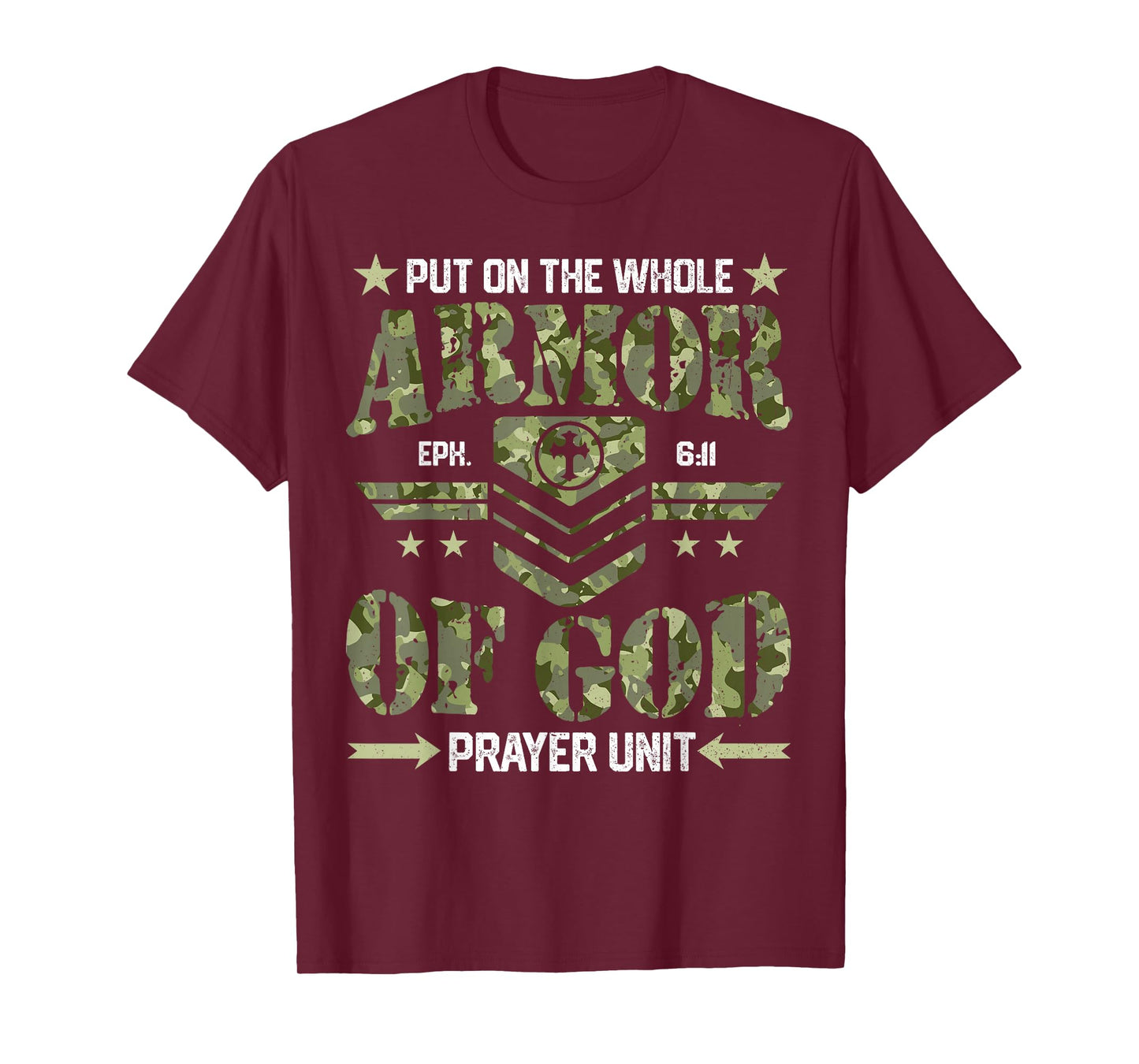 Put on the Whole Armor of God Camouflage Christian Faith T-Shirt