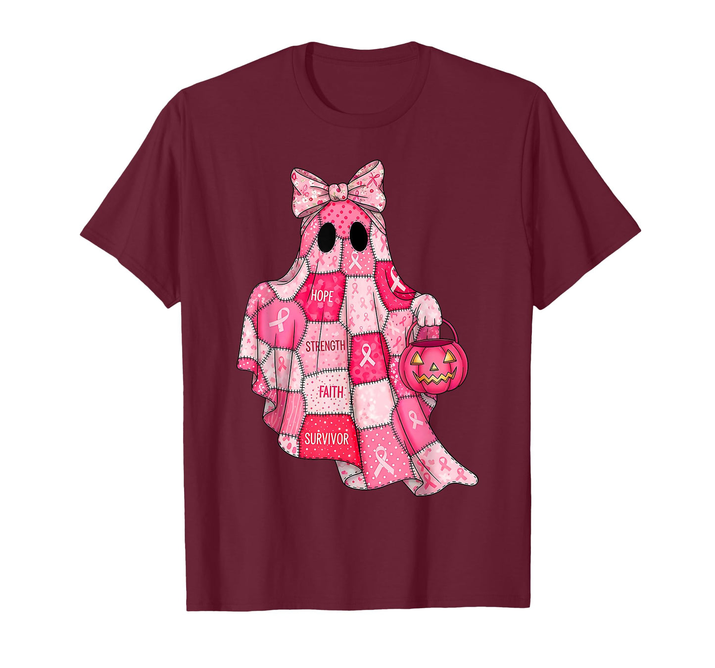 Breast Cancer Hope Strength Faith Survivor Ghost Wear Pink T-Shirt