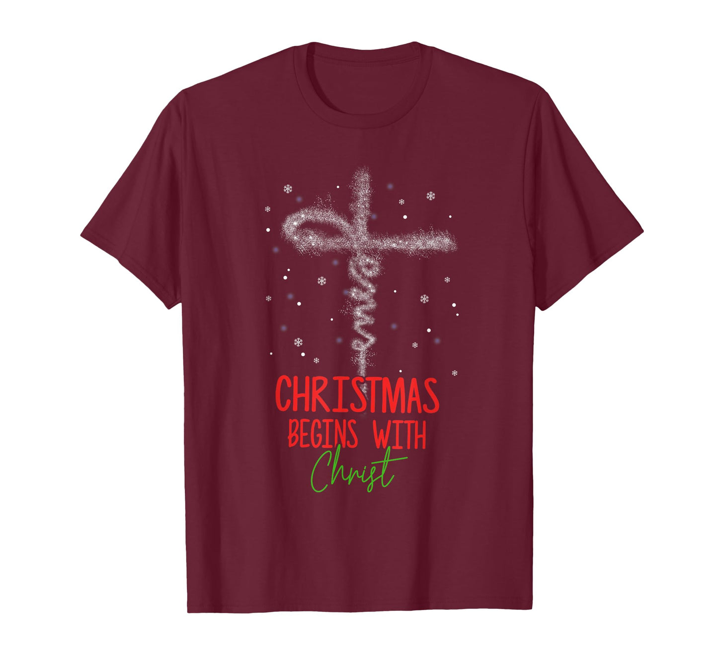 Christmas Begins With Christ Cross Christian Religious Xmas T-Shirt